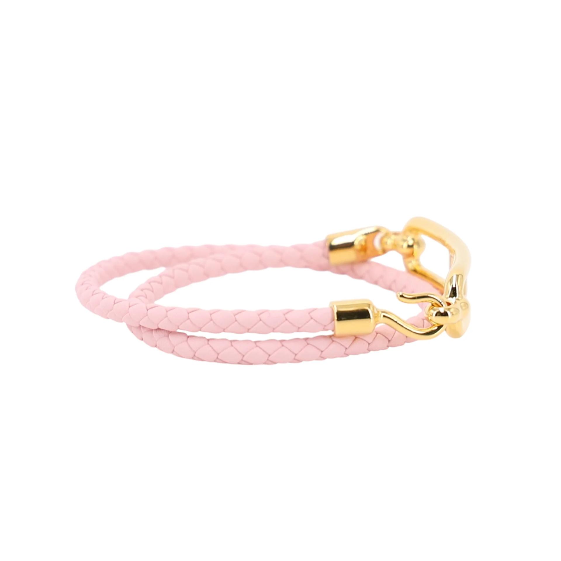 Brand New ( Rank N ) HERMÈS Roulis Double Tour bracelet T1 Rose Sakura (3Q) Gold hardware - 5