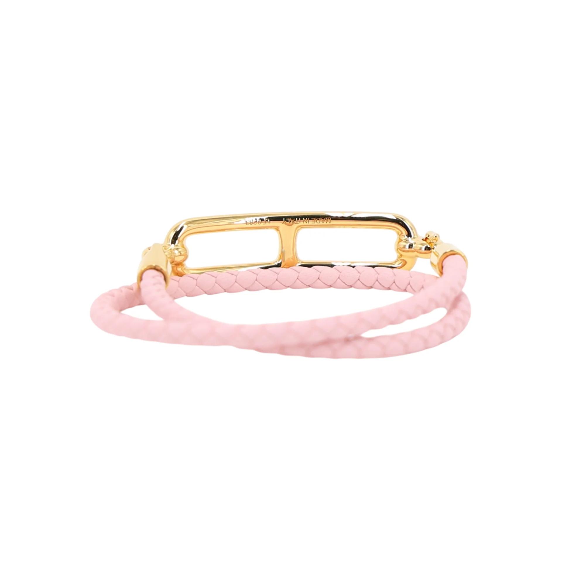 Brand New ( Rank N ) HERMÈS Roulis Double Tour bracelet T1 Rose Sakura (3Q) Gold hardware - 4