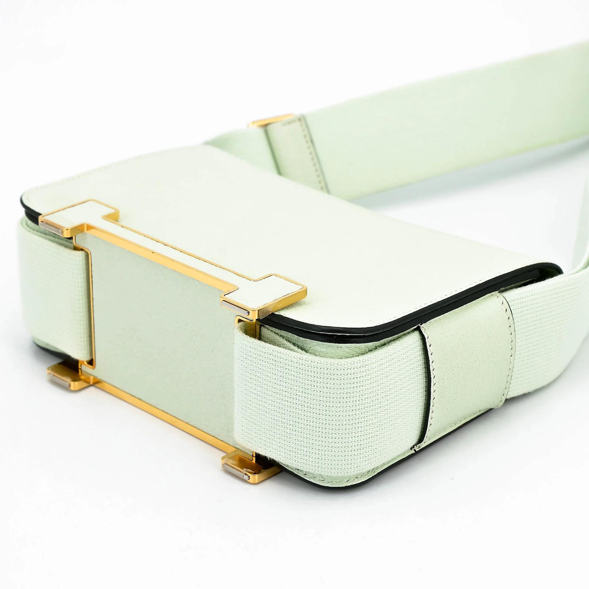 Very Good ( Rank A) HERMÈS Geta Vert Fizz (0S) Chevre Gold hardware B (2023) - 7