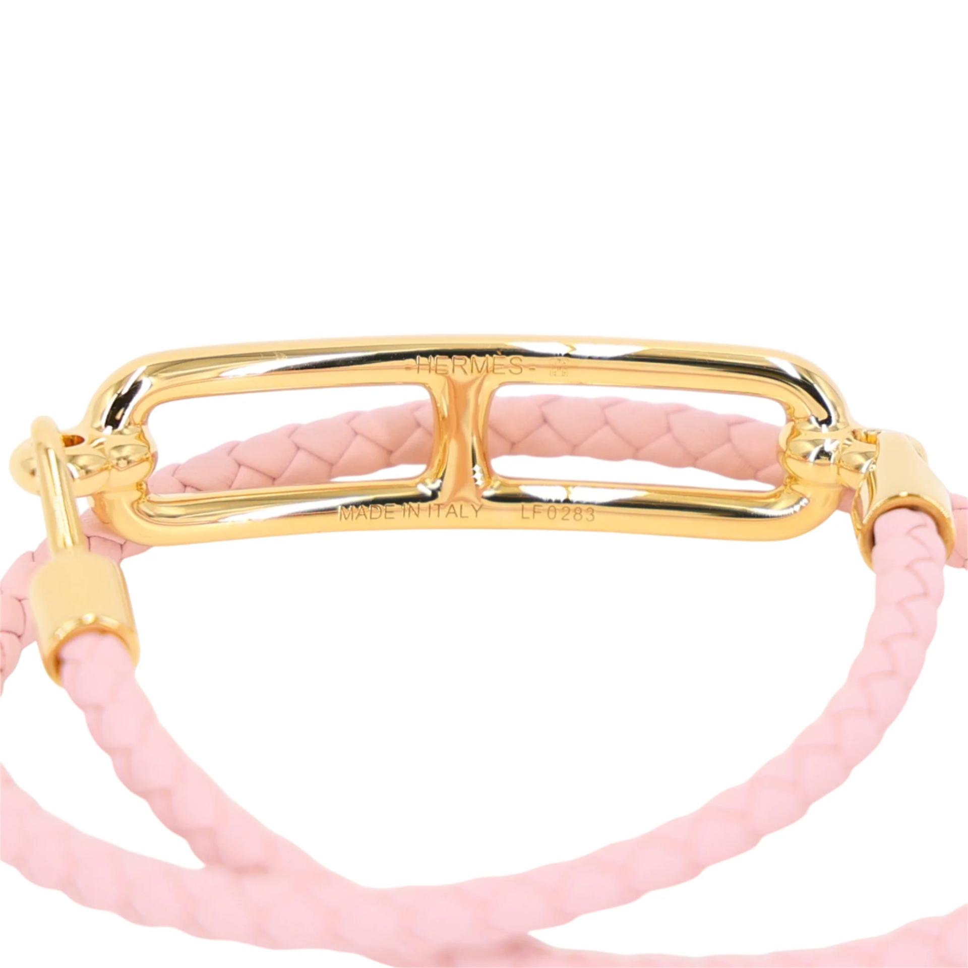 Brand New ( Rank N ) HERMÈS Roulis Double Tour bracelet T1 Rose Sakura (3Q) Gold hardware - 7