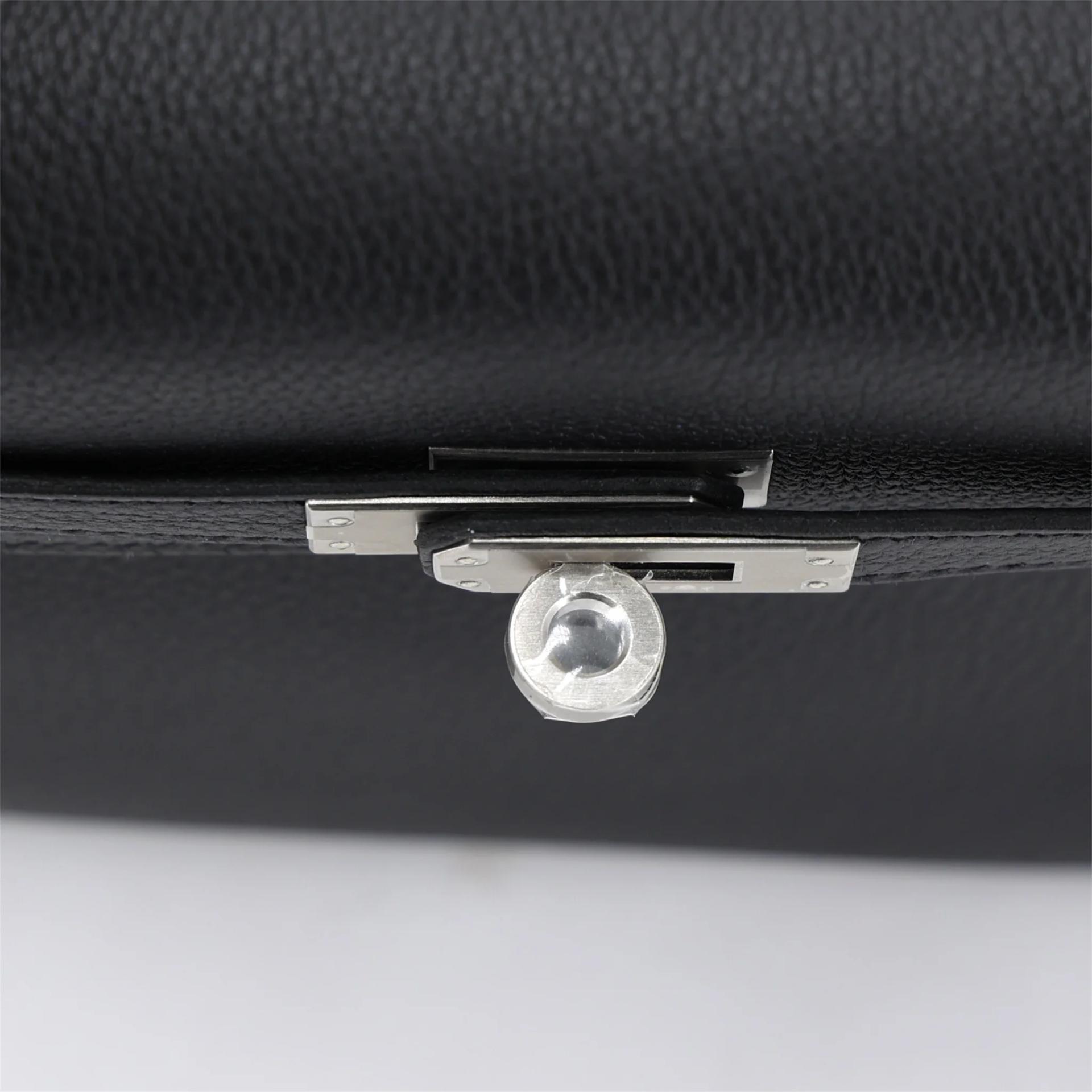 Brand New ( Rank N ) HERMÈS Kelly 25 Noir (89) Togo Brushed Palladium K (2025) - 9