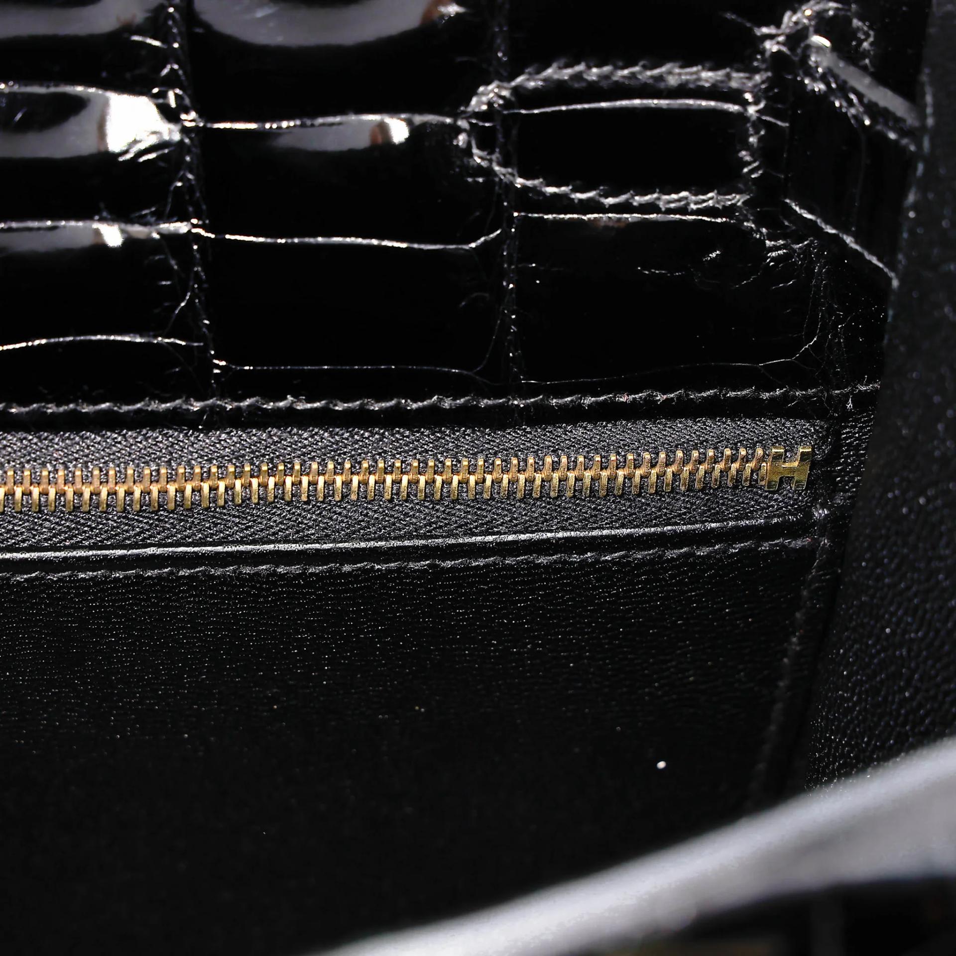 Very Good ( Rank A) HERMÈS Kelly 28 Sellier Noir (89) Shiny Niloticus Crocodile Gold hardware X (2016) - 22