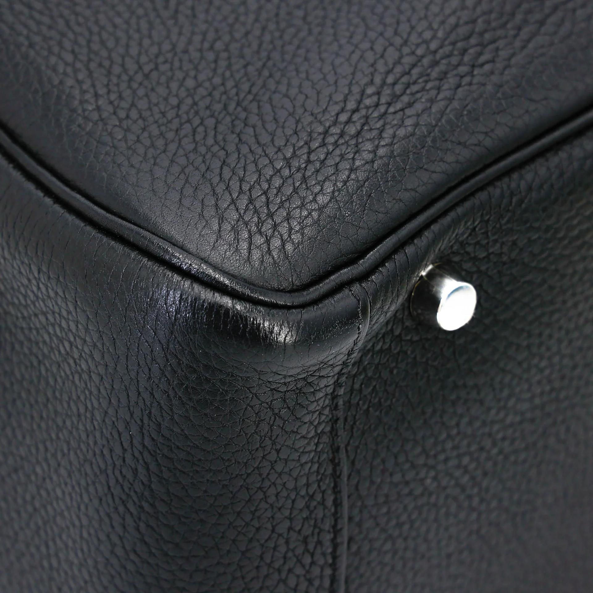 Very Good ( Rank A) HERMÈS Lindy 30 Noir (89) Clemence Palladium hardware C (2018) - 9