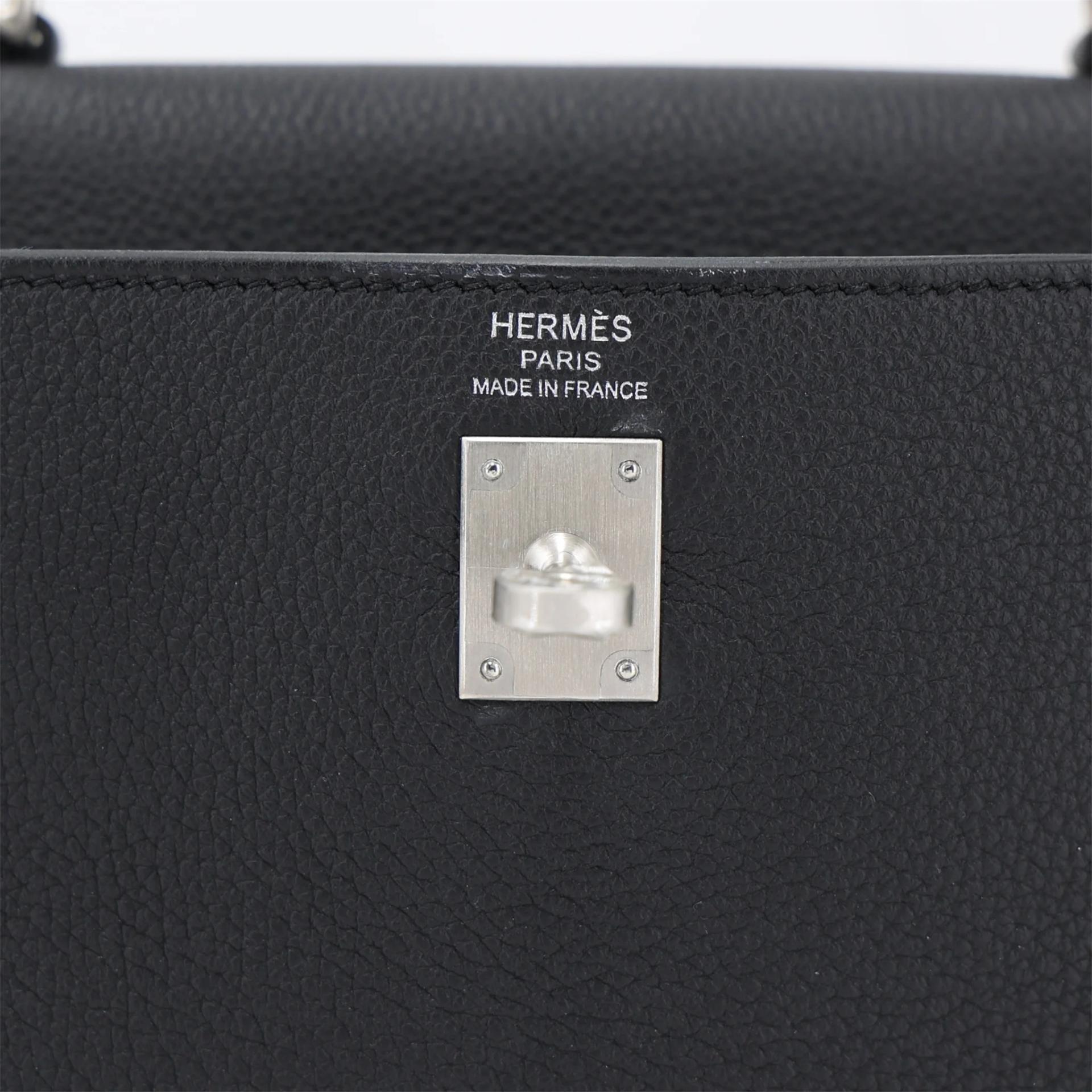 Brand New ( Rank N ) HERMÈS Kelly 25 Noir (89) Togo Brushed Palladium K (2025) - 10
