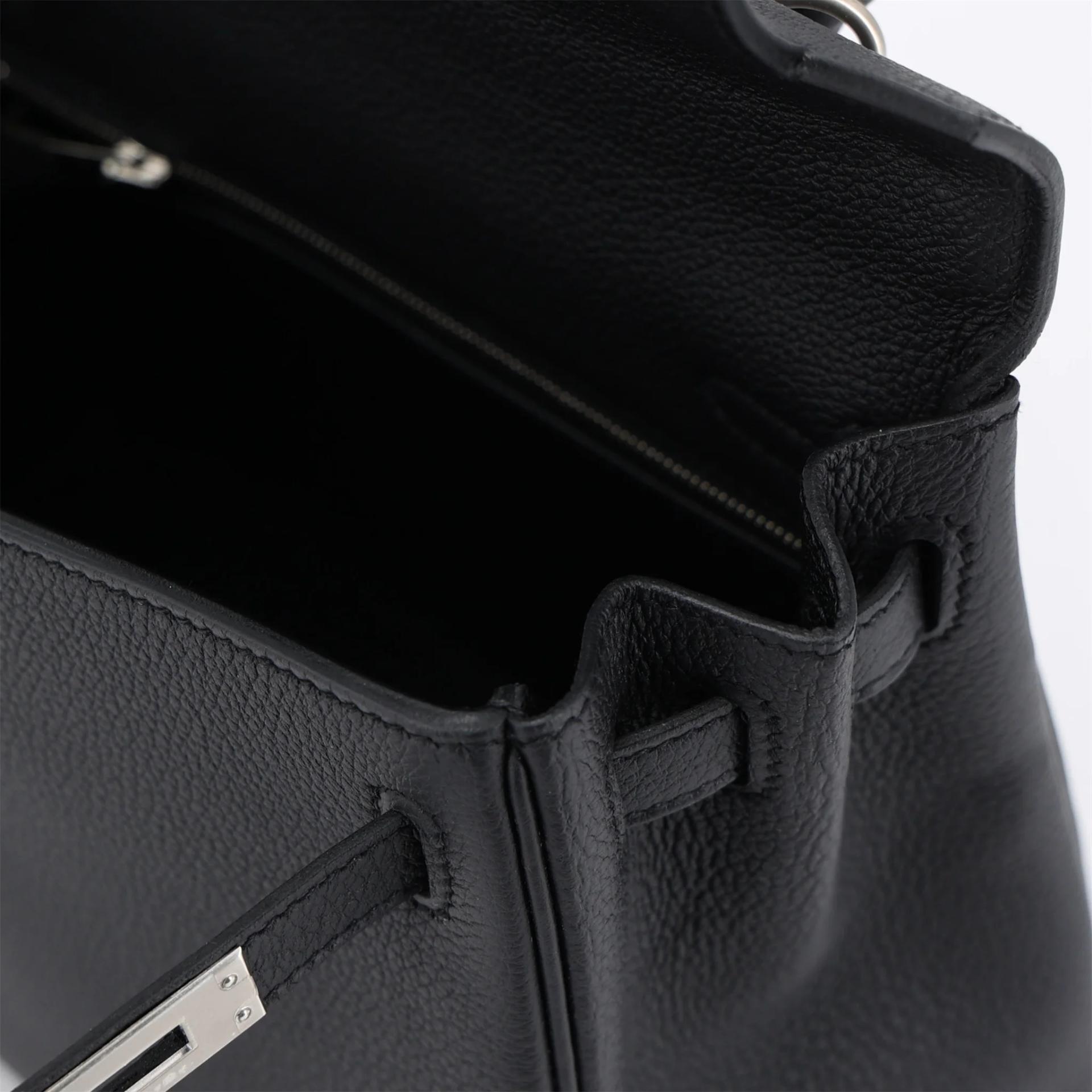 Brand New ( Rank N ) HERMÈS Kelly 25 Noir (89) Togo Brushed Palladium K (2025) - 13