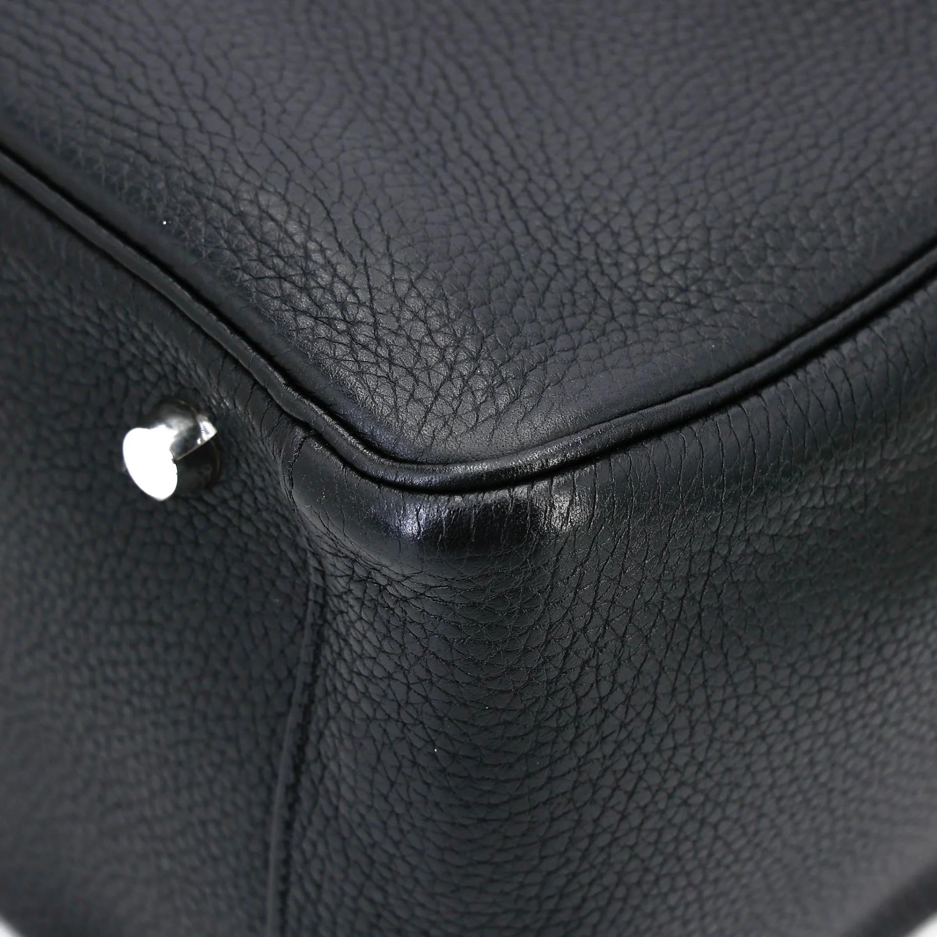 Very Good ( Rank A) HERMÈS Lindy 30 Noir (89) Clemence Palladium hardware C (2018) - 10