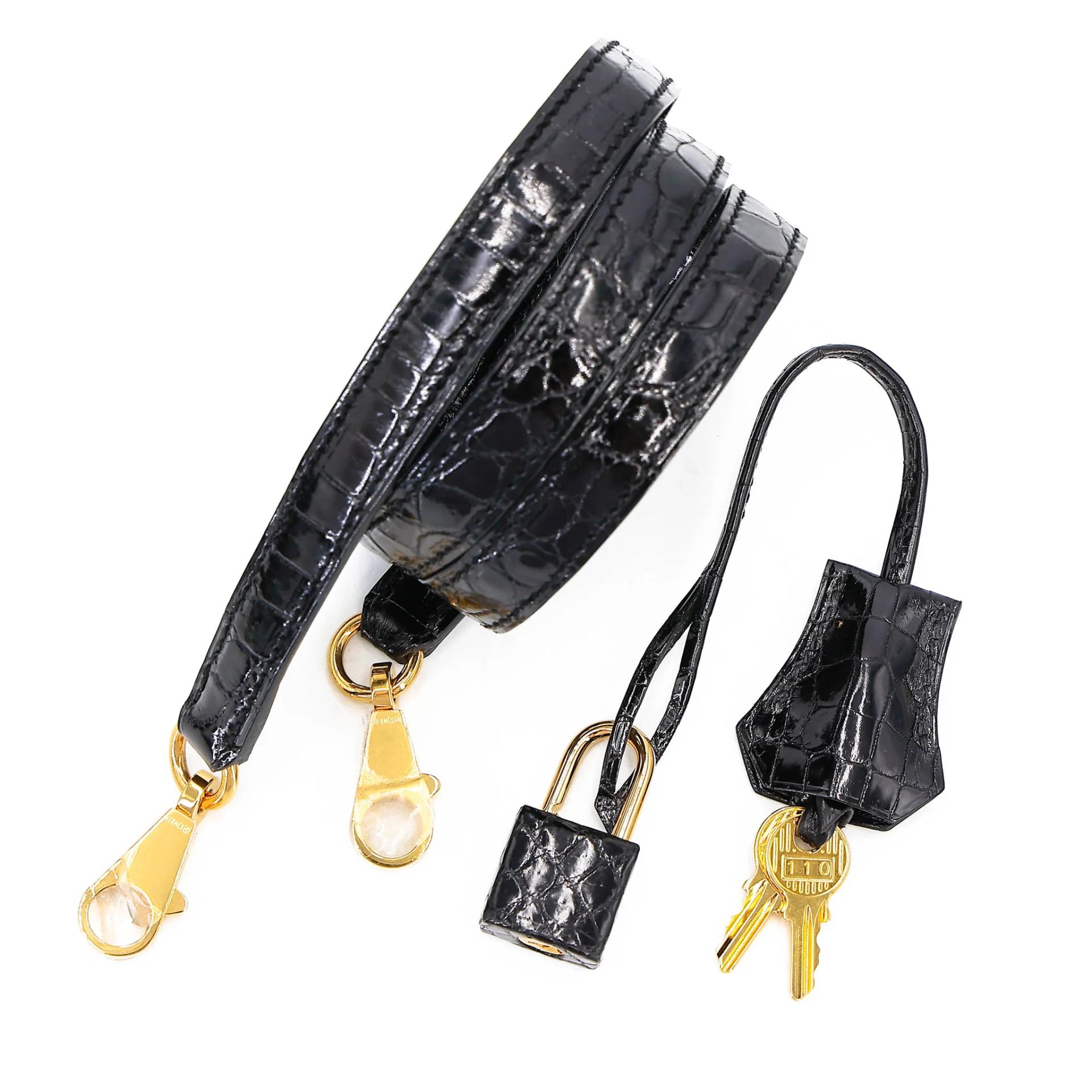 Very Good ( Rank A) HERMÈS Kelly 28 Sellier Noir (89) Shiny Niloticus Crocodile Gold hardware X (2016) - 29