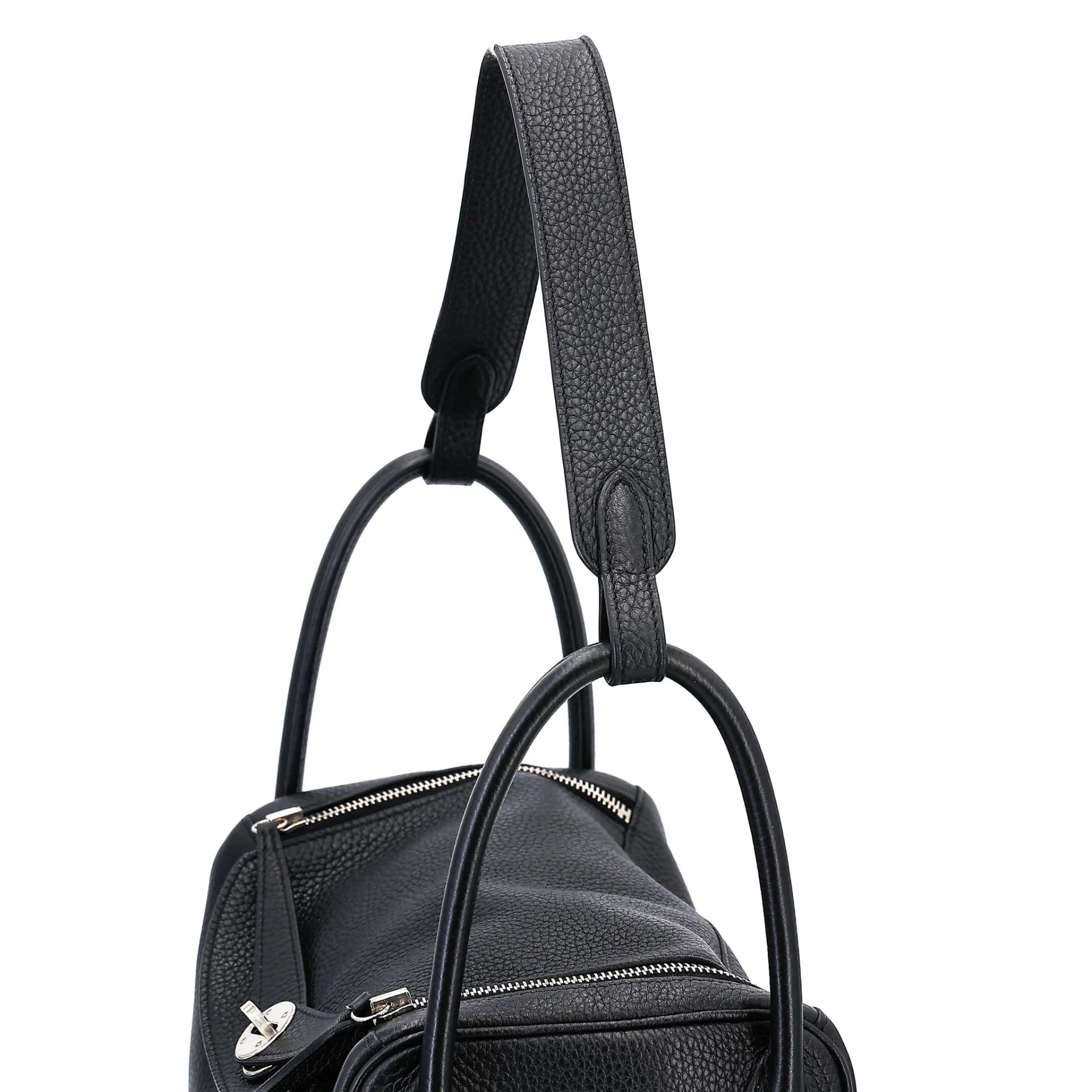 Very Good ( Rank A) HERMÈS Lindy 30 Noir (89) Clemence Palladium hardware C (2018) - 3