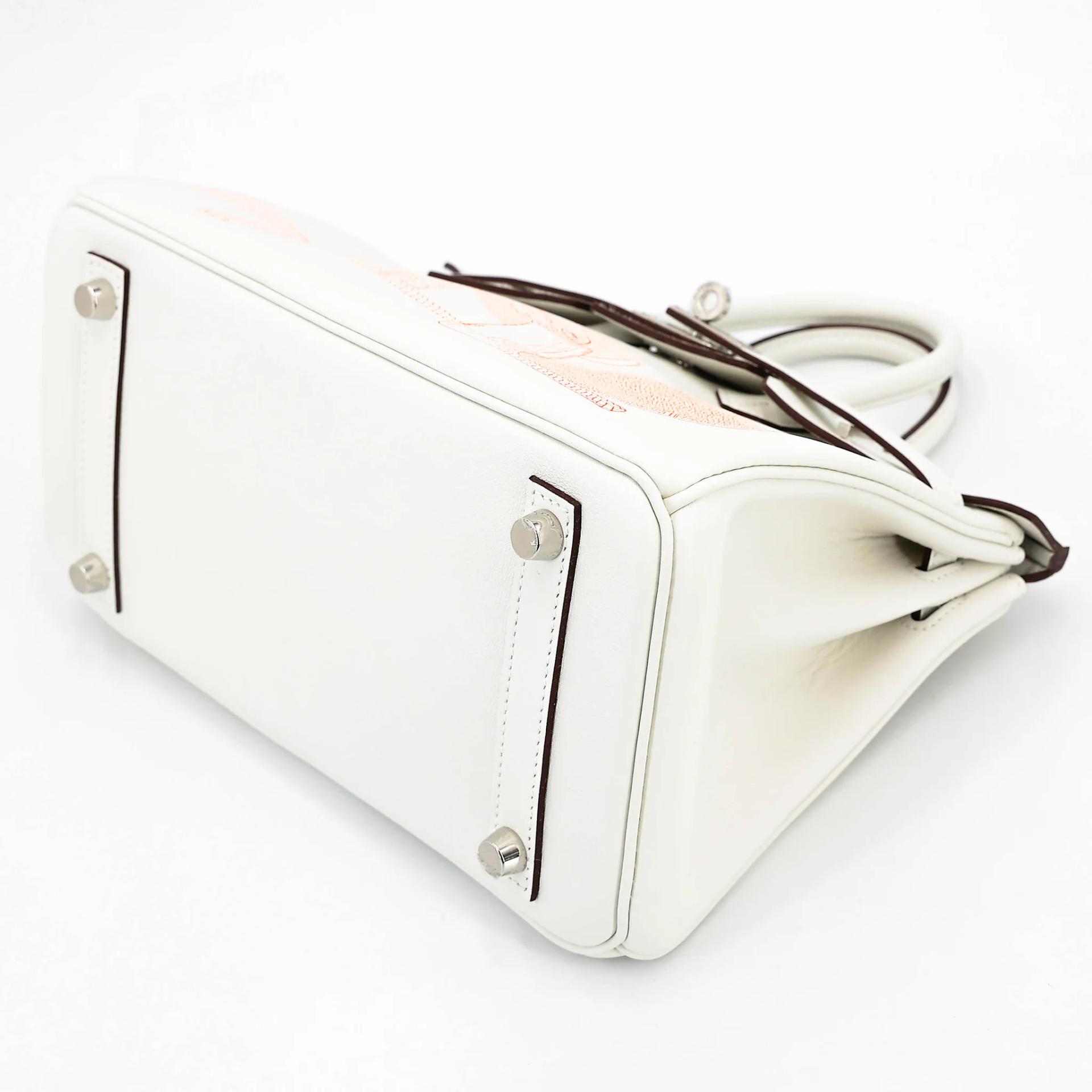 Unused ( Rank NS ) HERMÈS Limited Edition Birkin 25 In & Out White (01) Swift Palladium hardware B (2023) - 4