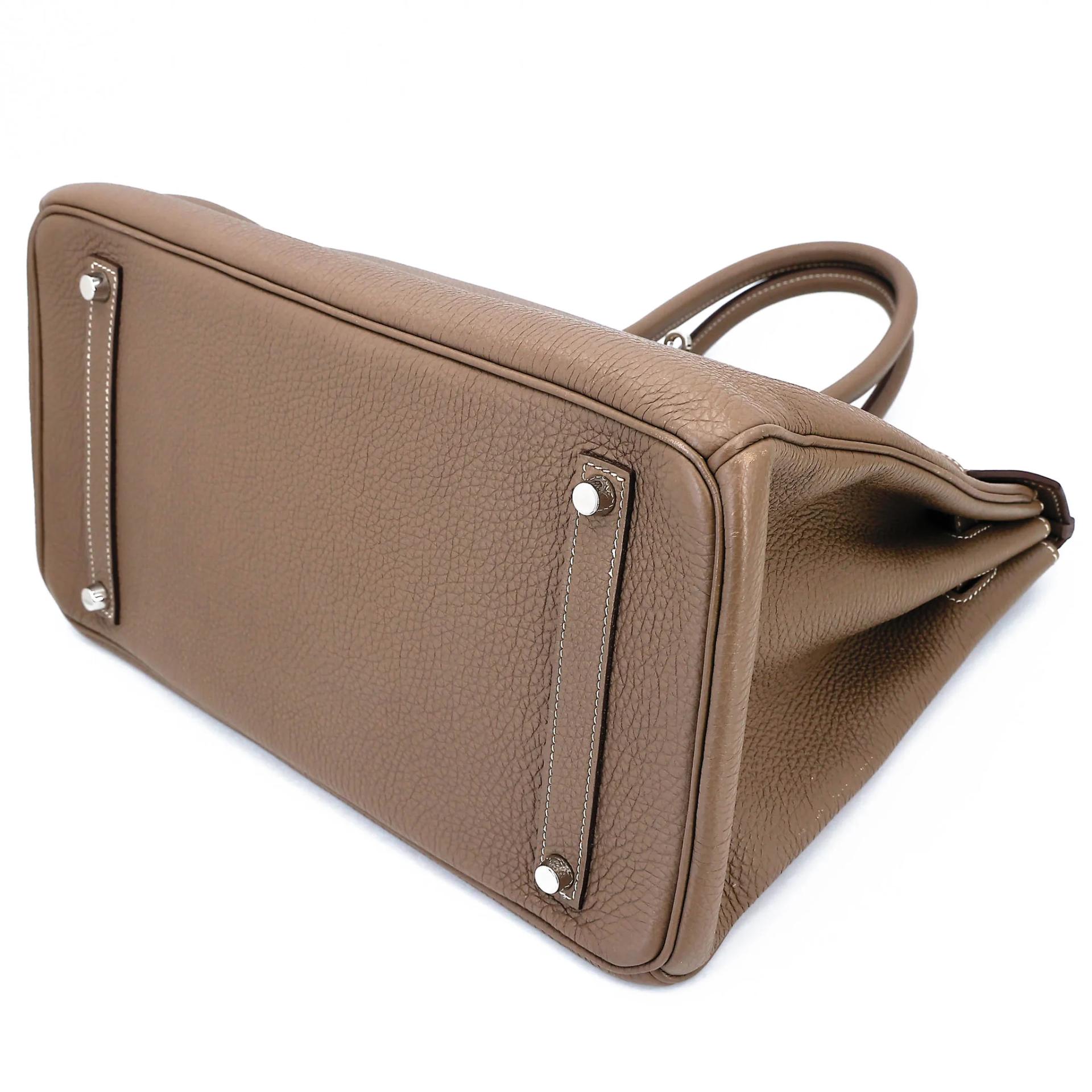 Very Good ( Rank A) HERMÈS Birkin 35 Etoupe (18) Togo Palladium hardware Square O (2011) - 4