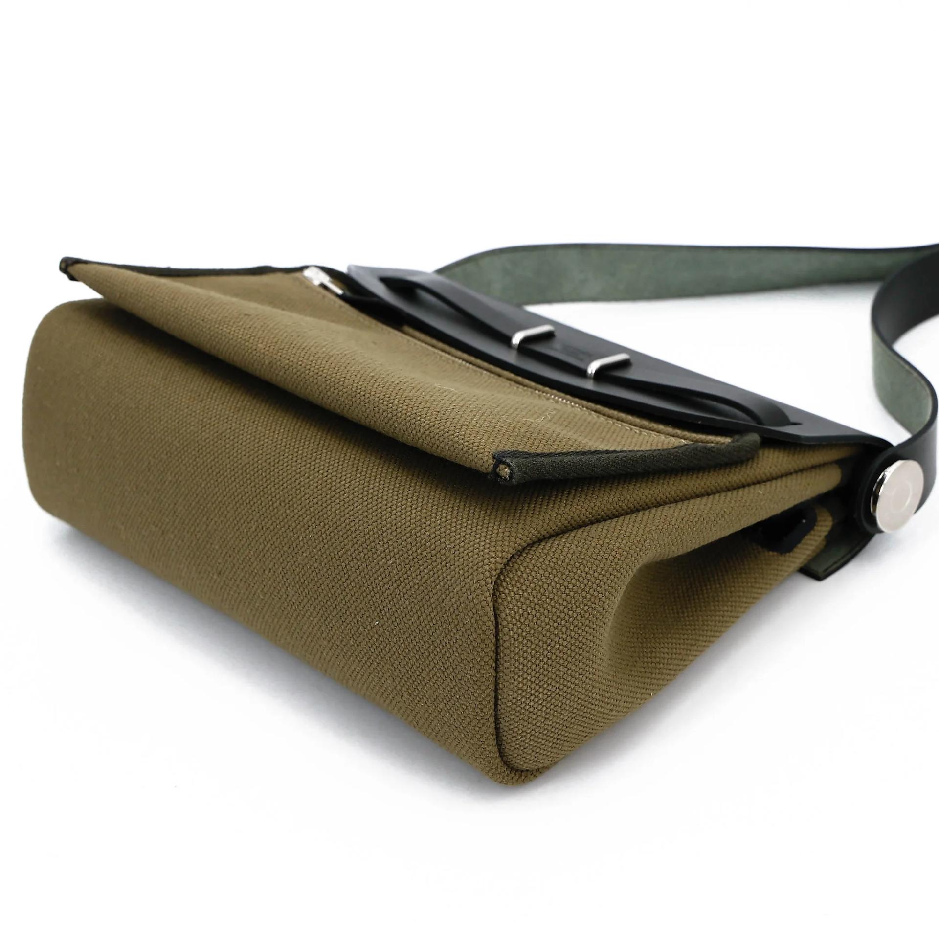 Brand New ( Rank N ) HERMÈS Herbag Zip Mini 20 Vert Olive (61) Toile H canvas Vache Hunter Palladium hardware G (2026) - 6