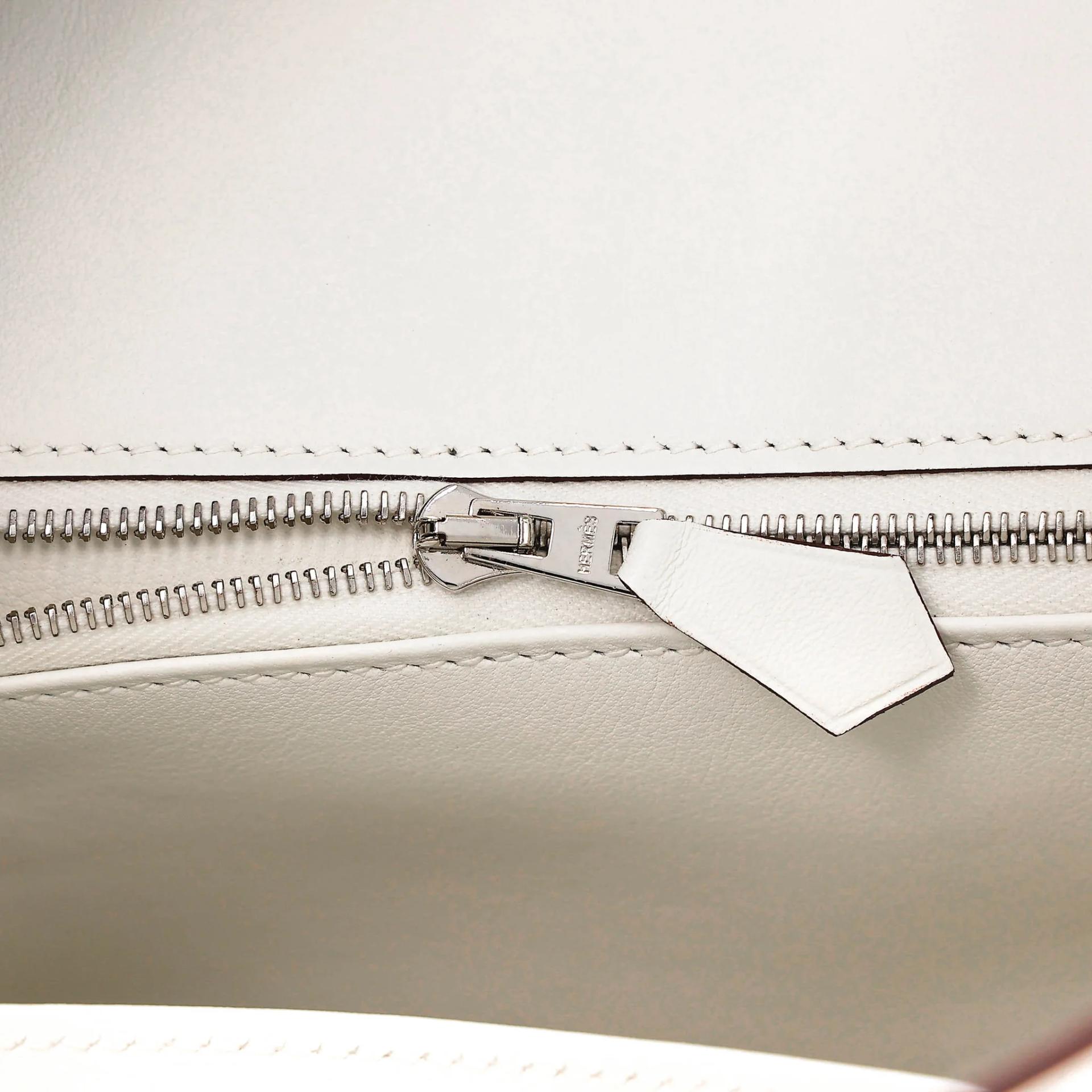 Unused ( Rank NS ) HERMÈS Limited Edition Birkin 25 In & Out White (01) Swift Palladium hardware B (2023) - 11