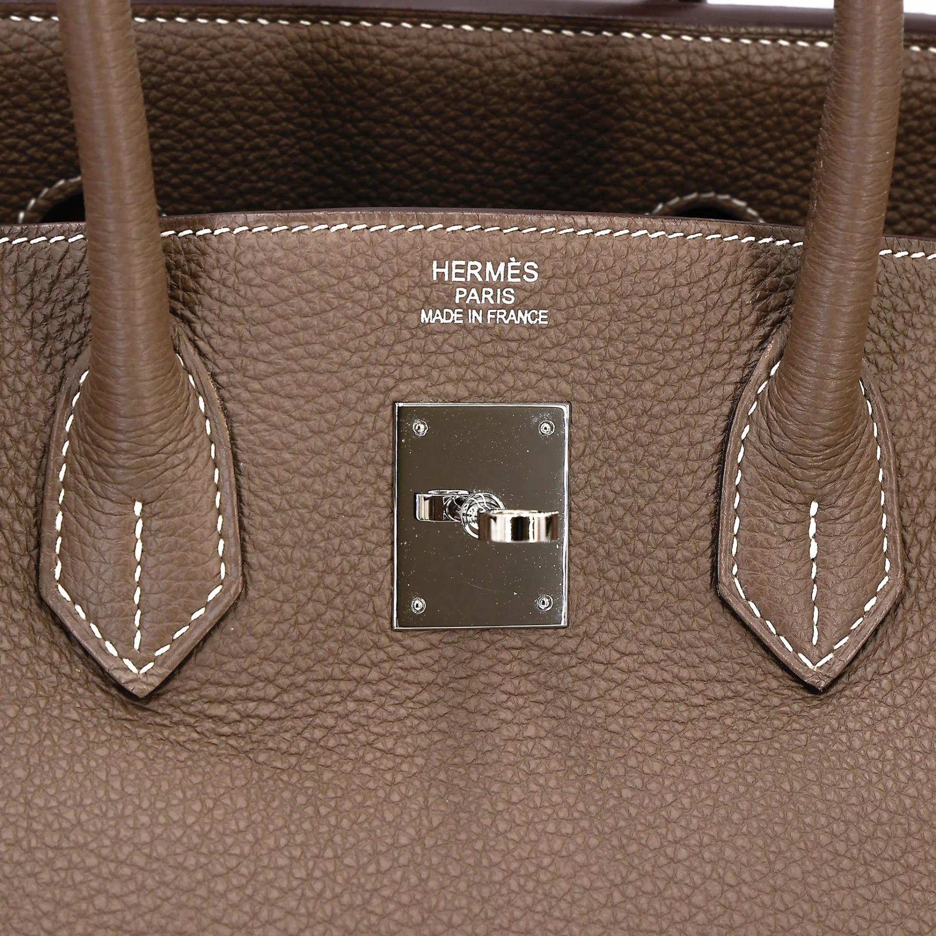 Very Good ( Rank A) HERMÈS Birkin 35 Etoupe (18) Togo Palladium hardware Square O (2011) - 18