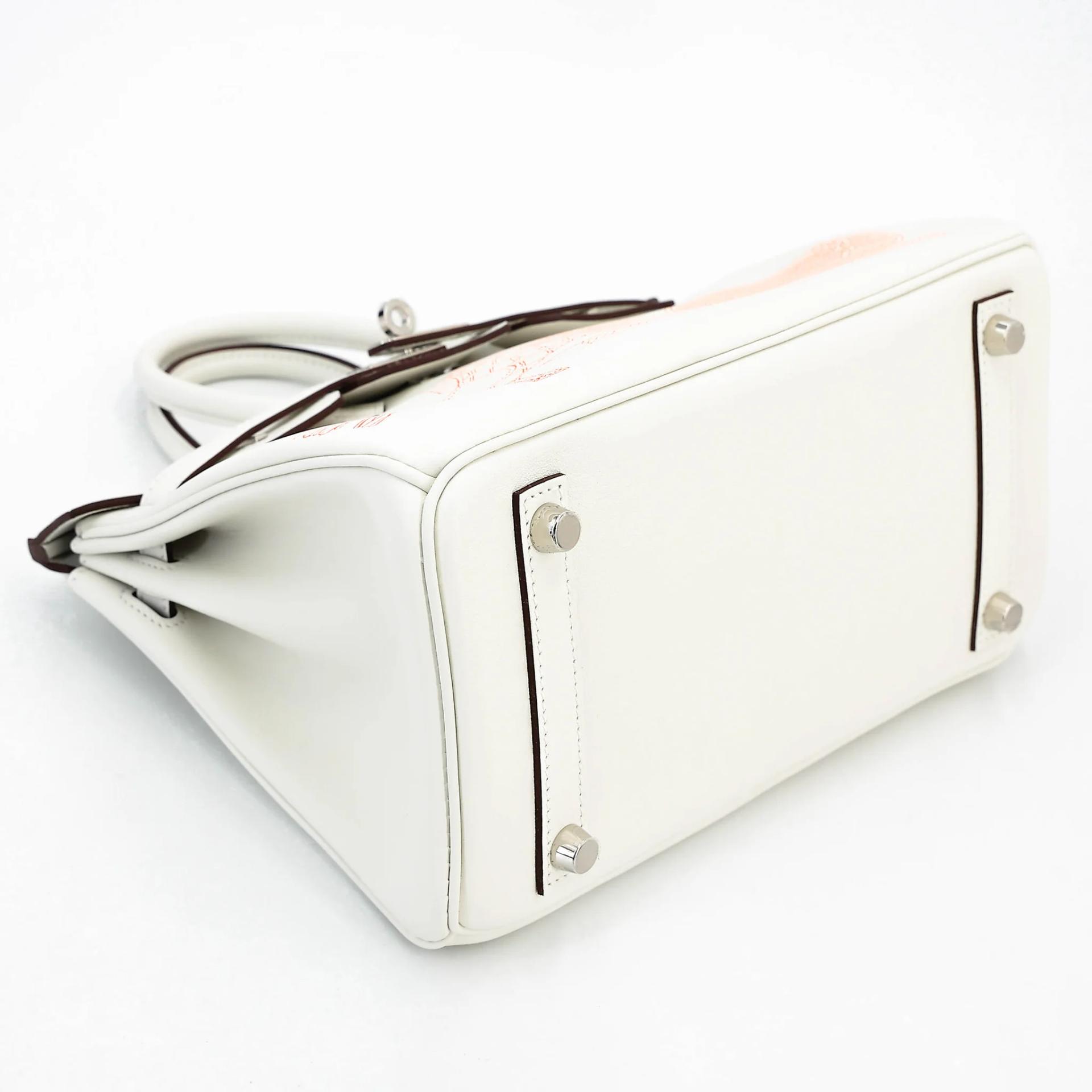 Unused ( Rank NS ) HERMÈS Limited Edition Birkin 25 In & Out White (01) Swift Palladium hardware B (2023) - 5