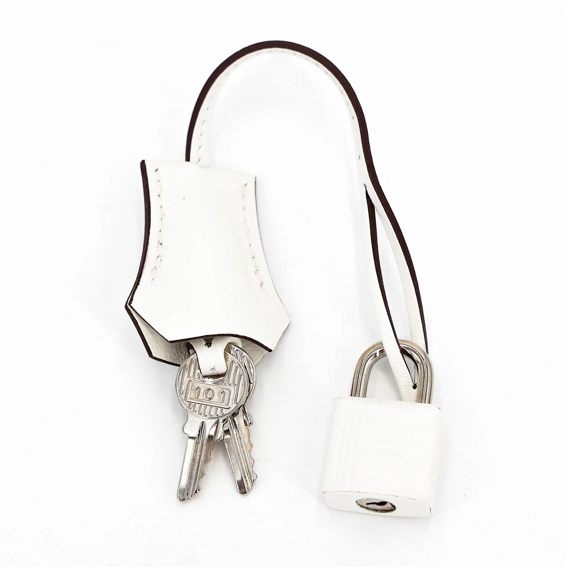 Unused ( Rank NS ) HERMÈS Limited Edition Birkin 25 In & Out White (01) Swift Palladium hardware B (2023) - 17