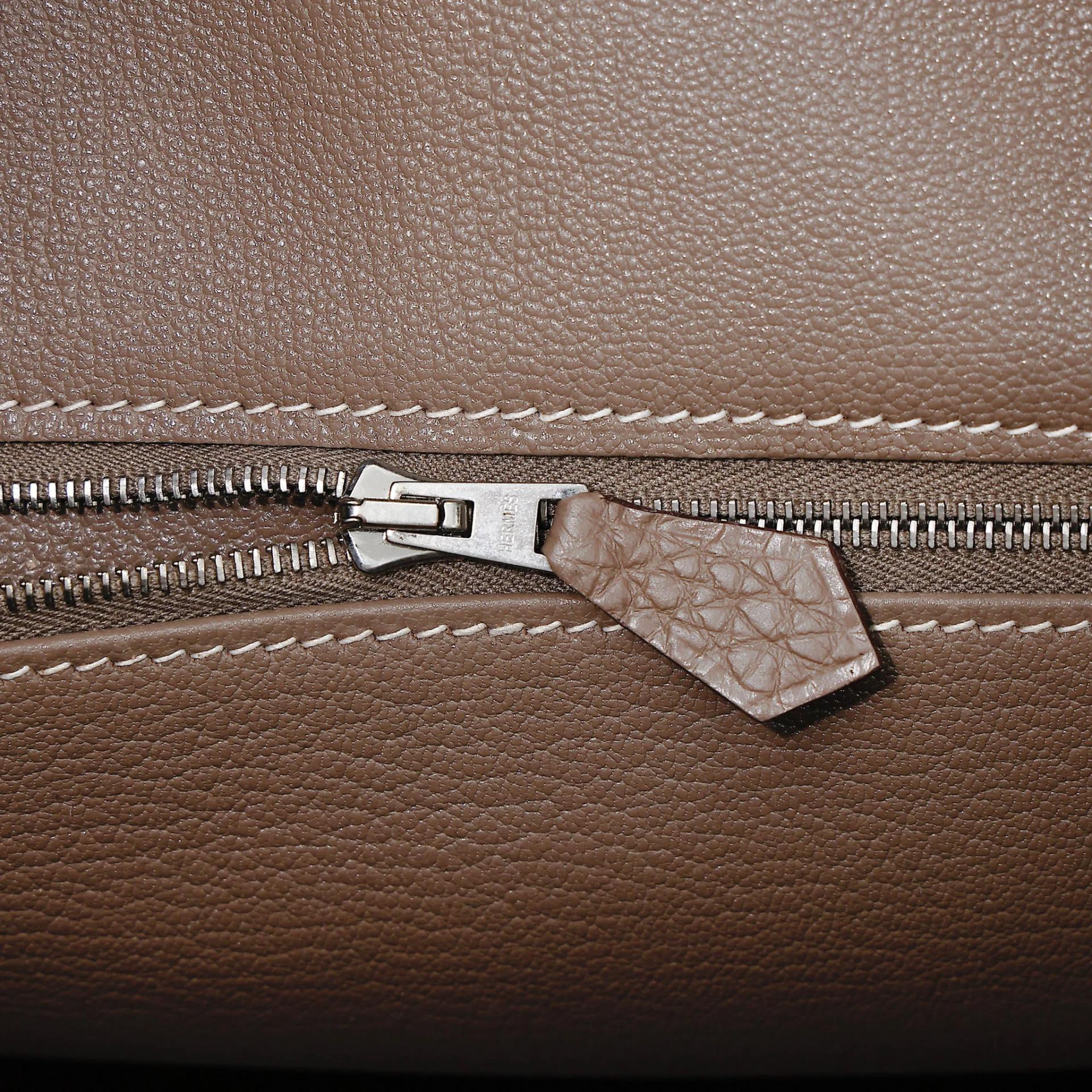 Very Good ( Rank A) HERMÈS Birkin 35 Etoupe (18) Togo Palladium hardware Square O (2011) - 19