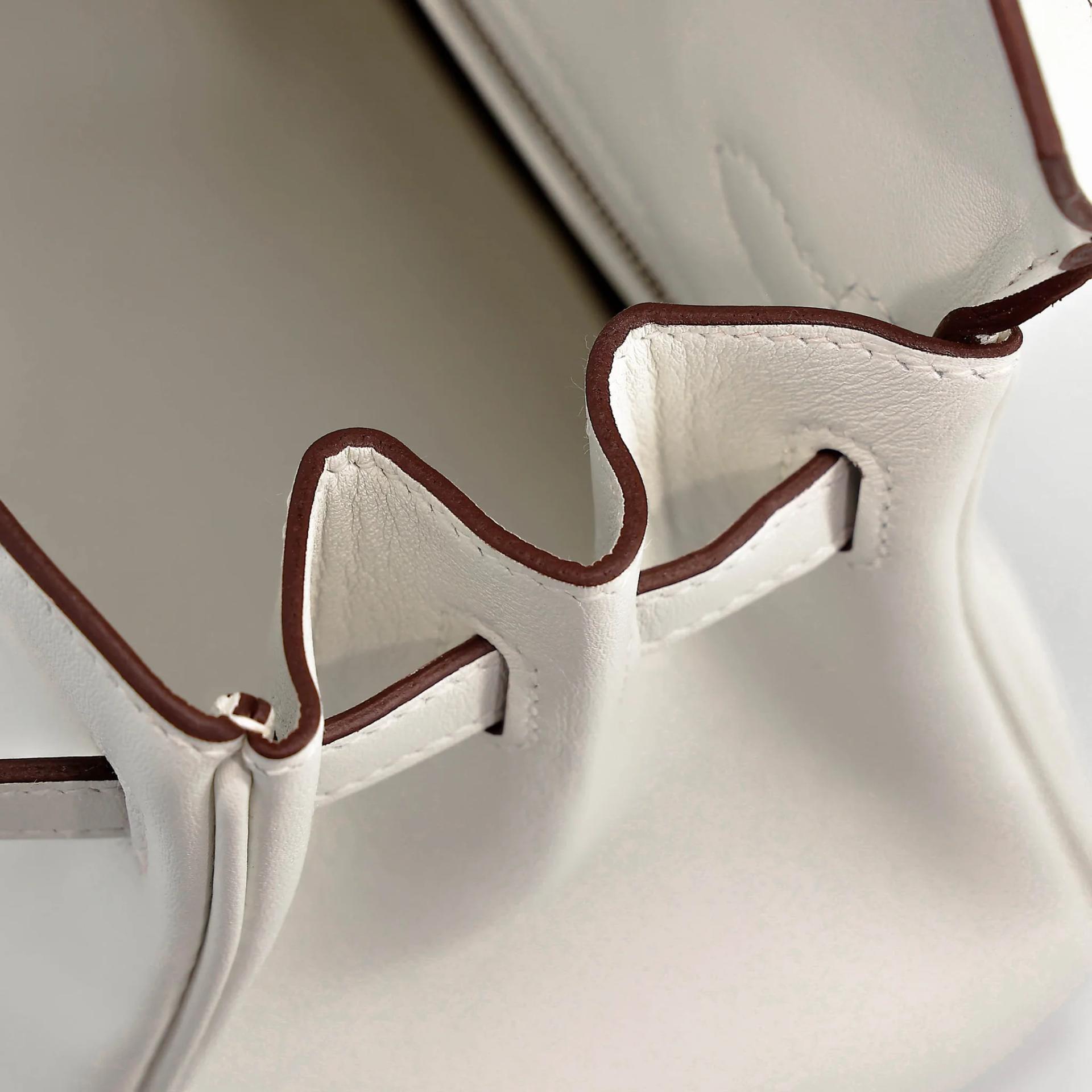 Unused ( Rank NS ) HERMÈS Limited Edition Birkin 25 In & Out White (01) Swift Palladium hardware B (2023) - 14