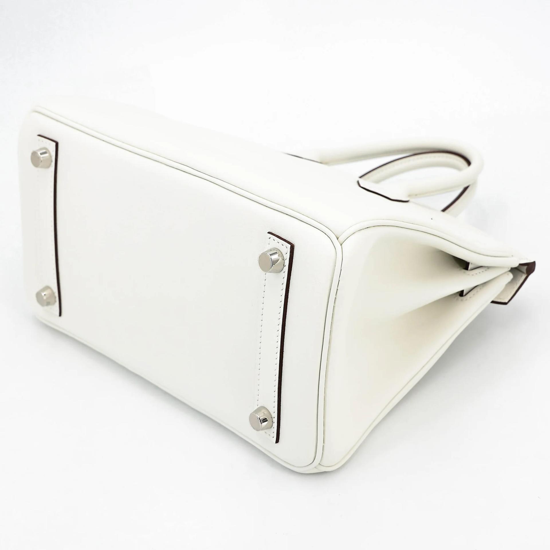 Unused ( Rank NS ) HERMÈS Limited Edition Birkin 25 In & Out White (01) Swift Palladium hardware B (2023) - 6