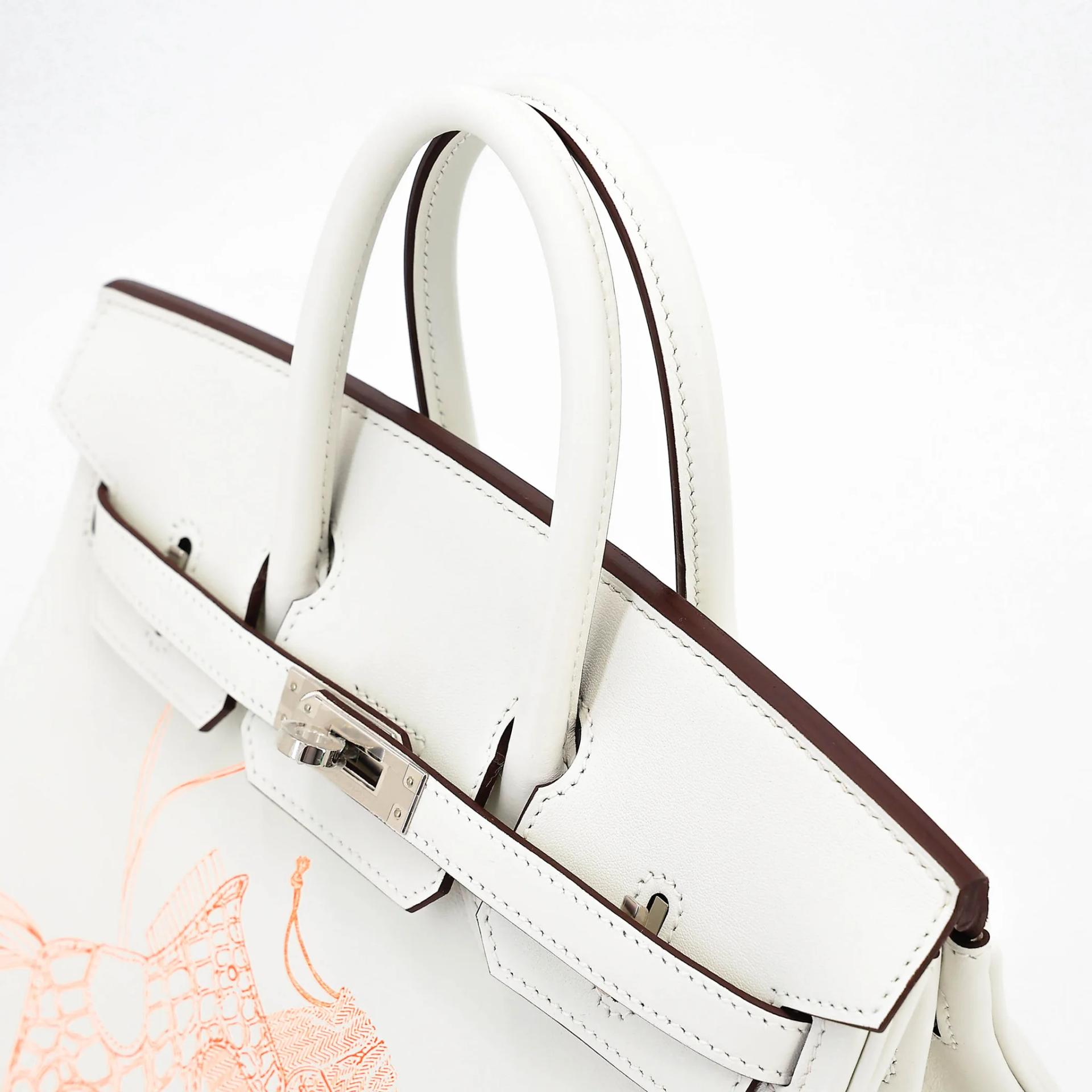 Unused ( Rank NS ) HERMÈS Limited Edition Birkin 25 In & Out White (01) Swift Palladium hardware B (2023) - 3
