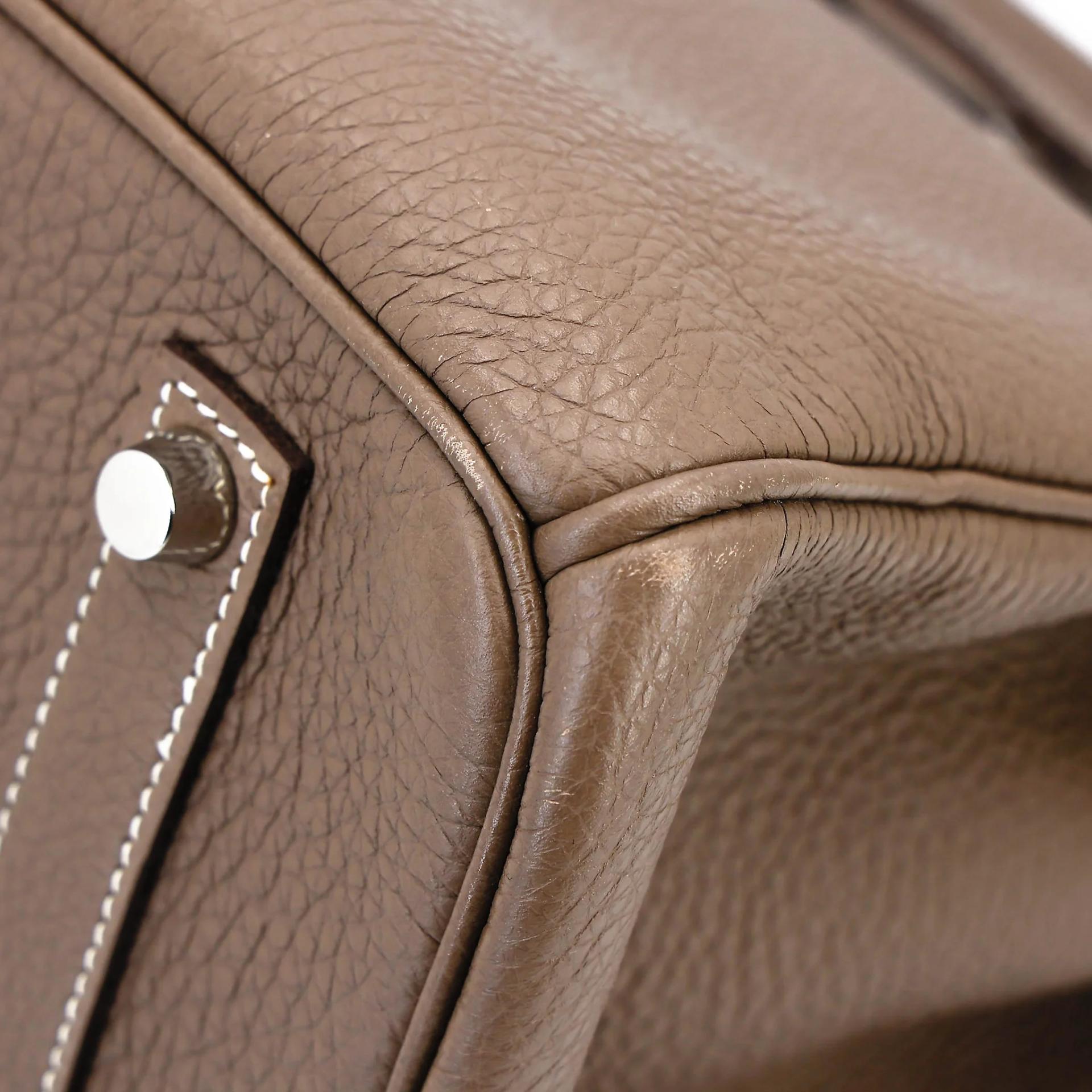 Very Good ( Rank A) HERMÈS Birkin 35 Etoupe (18) Togo Palladium hardware Square O (2011) - 8