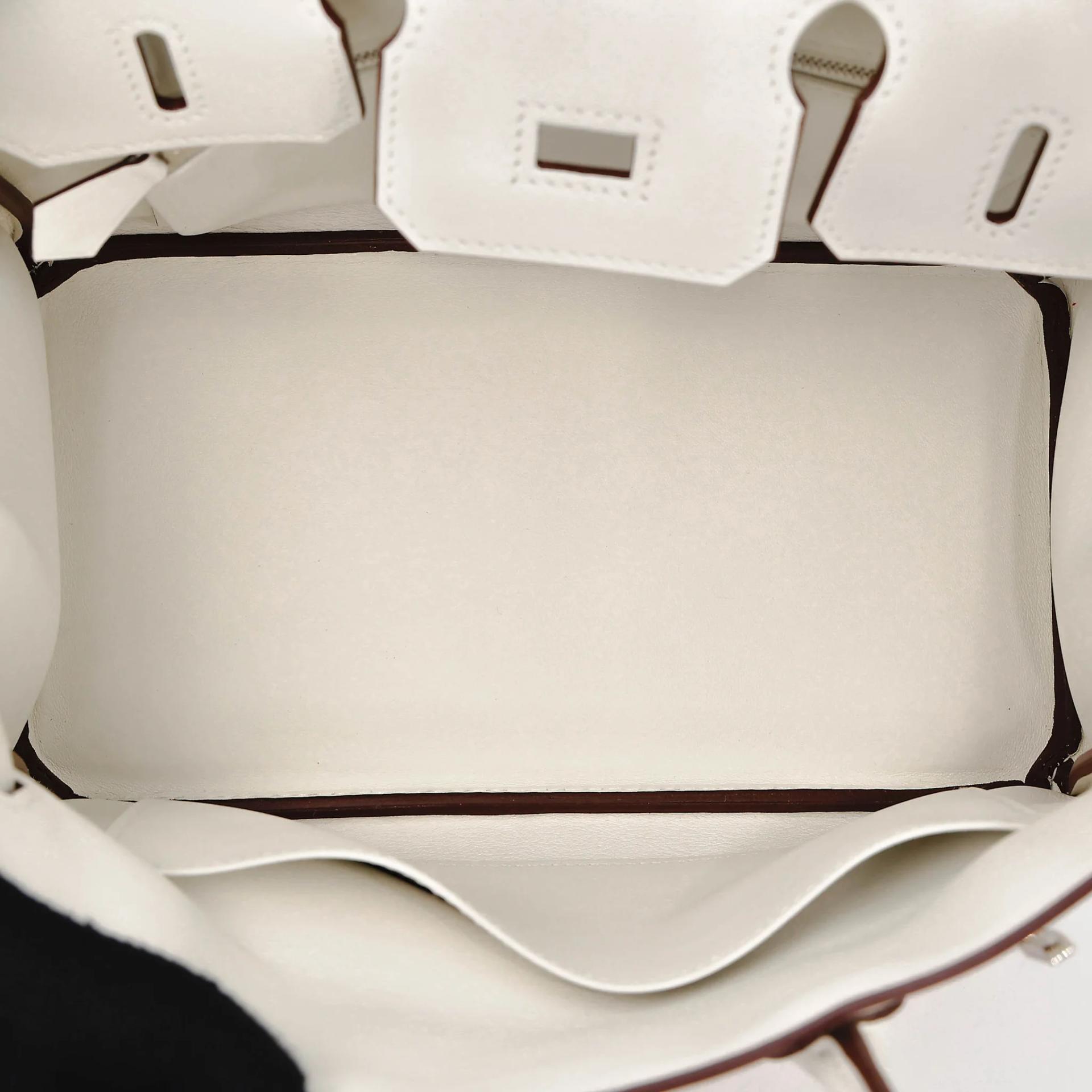 Unused ( Rank NS ) HERMÈS Limited Edition Birkin 25 In & Out White (01) Swift Palladium hardware B (2023) - 16
