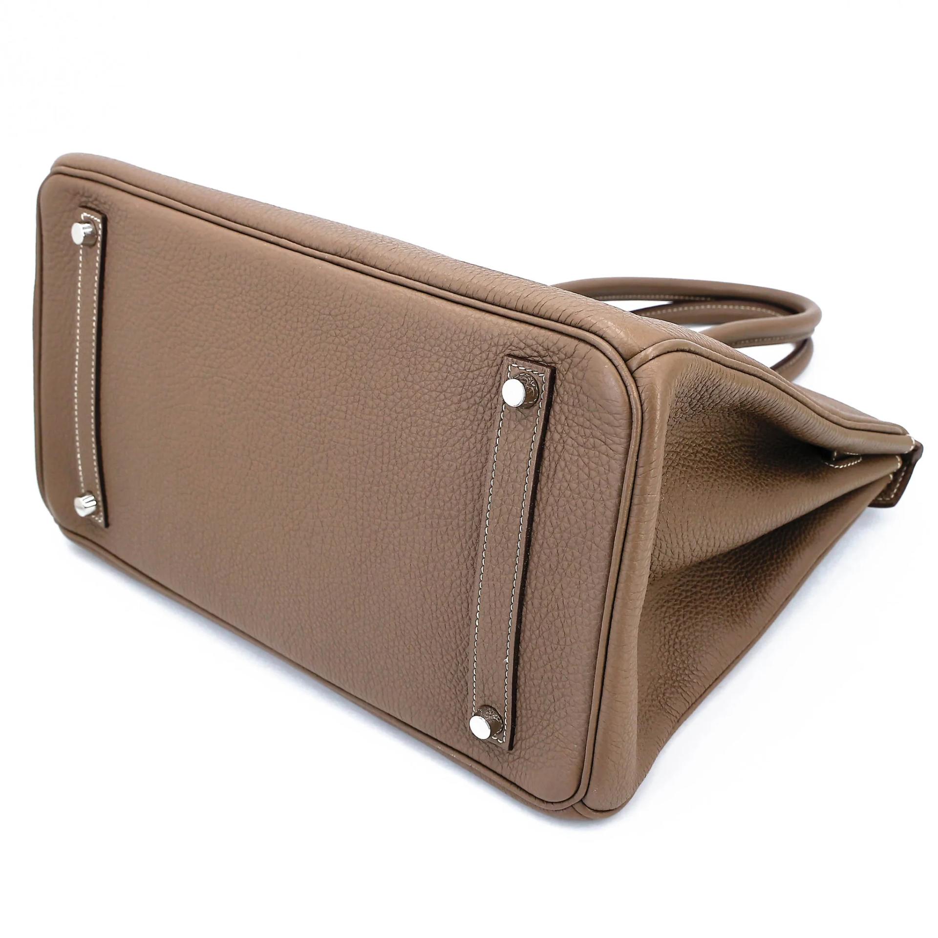 Very Good ( Rank A) HERMÈS Birkin 35 Etoupe (18) Togo Palladium hardware Square O (2011) - 6