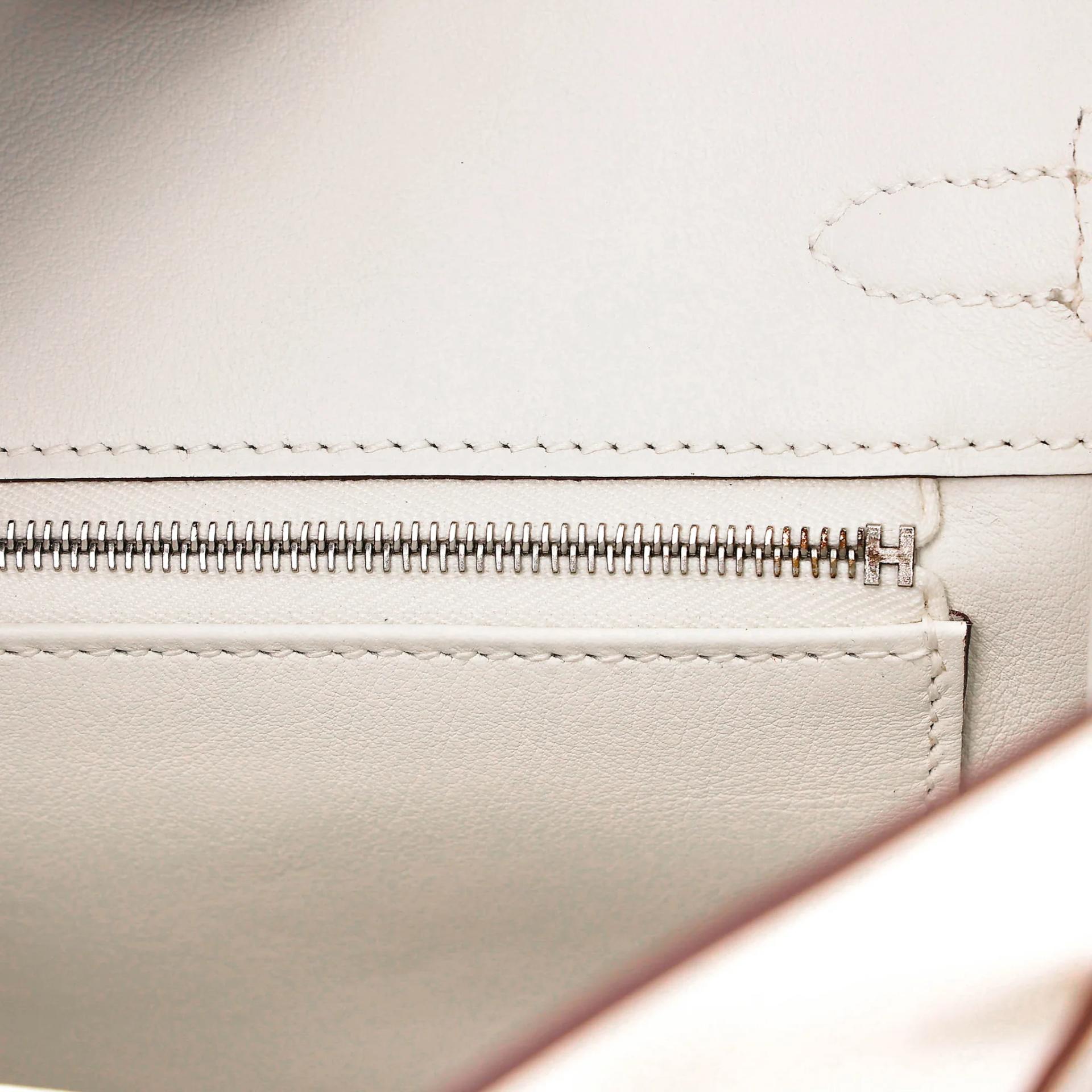 Unused ( Rank NS ) HERMÈS Limited Edition Birkin 25 In & Out White (01) Swift Palladium hardware B (2023) - 12