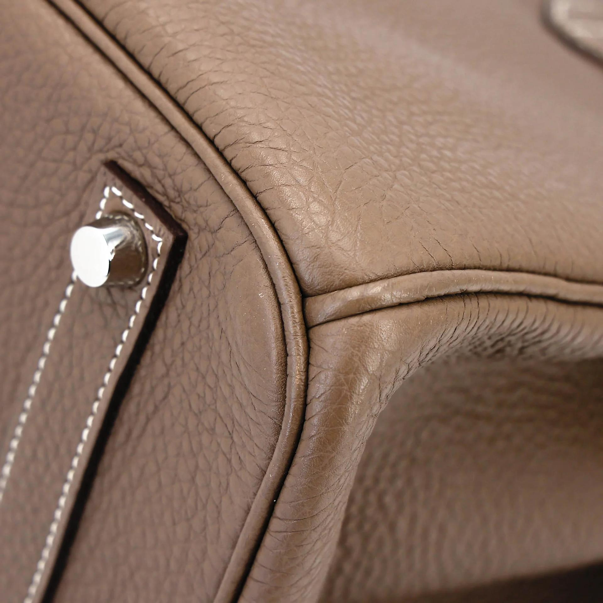 Very Good ( Rank A) HERMÈS Birkin 35 Etoupe (18) Togo Palladium hardware Square O (2011) - 10