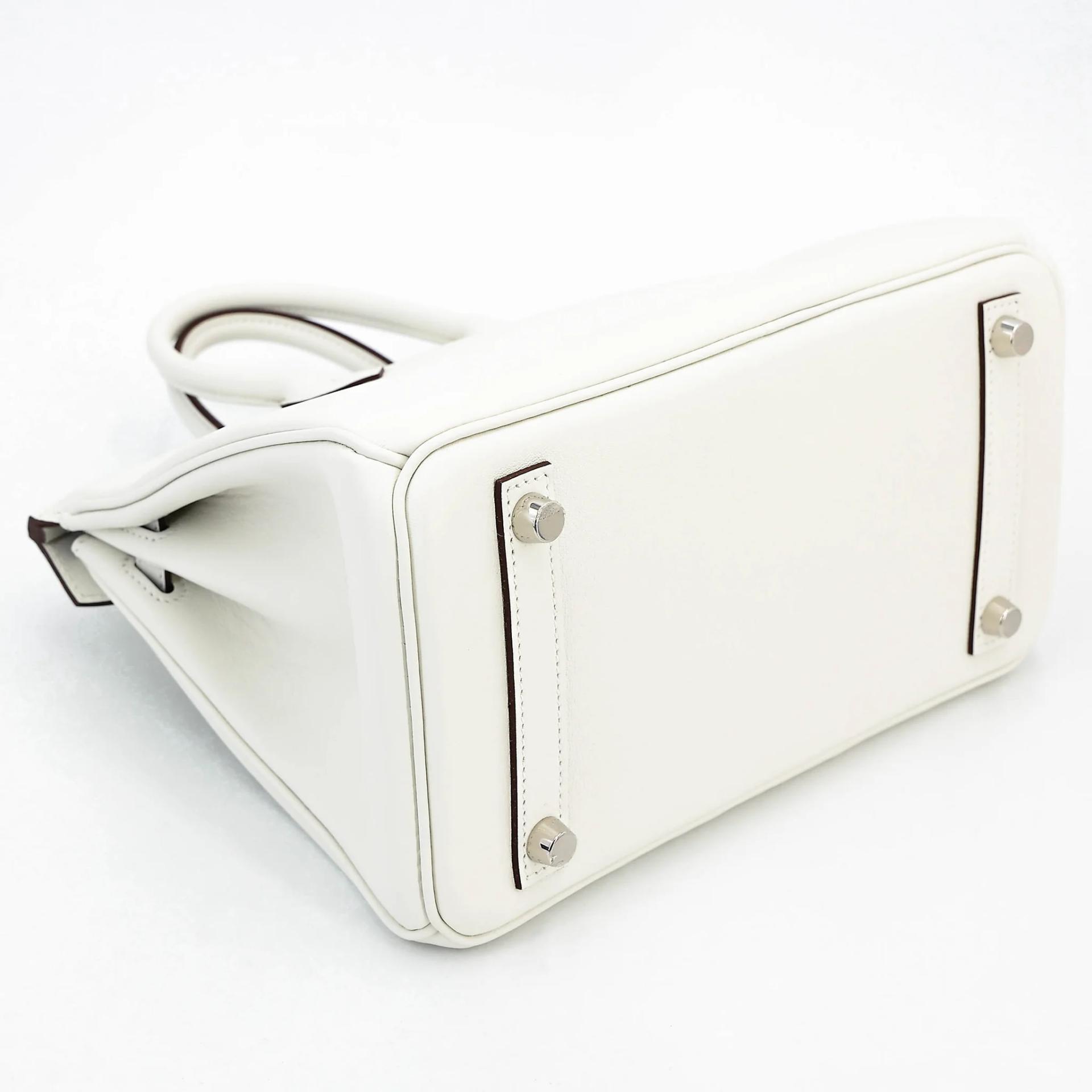 Unused ( Rank NS ) HERMÈS Limited Edition Birkin 25 In & Out White (01) Swift Palladium hardware B (2023) - 7