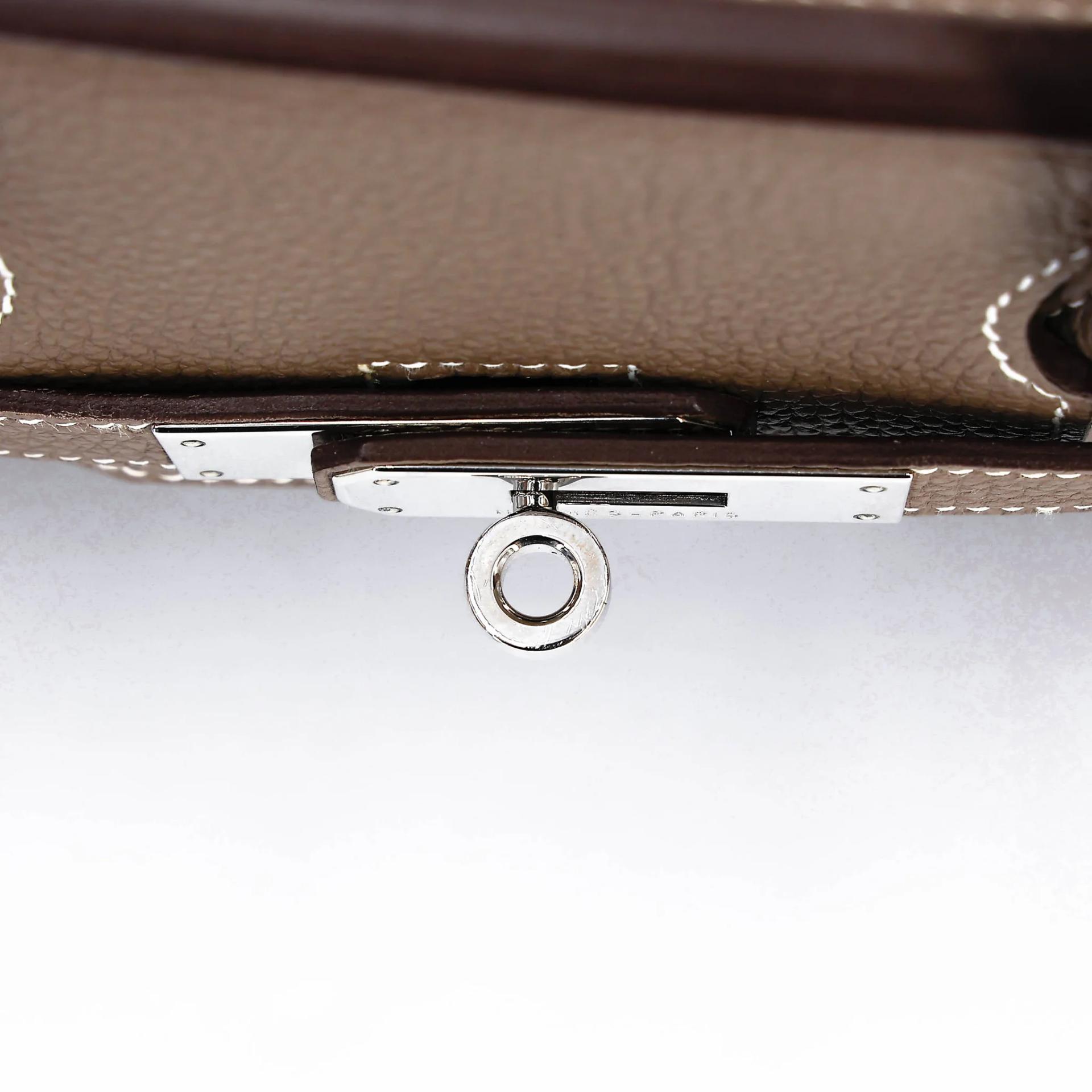 Very Good ( Rank A) HERMÈS Birkin 35 Etoupe (18) Togo Palladium hardware Square O (2011) - 17