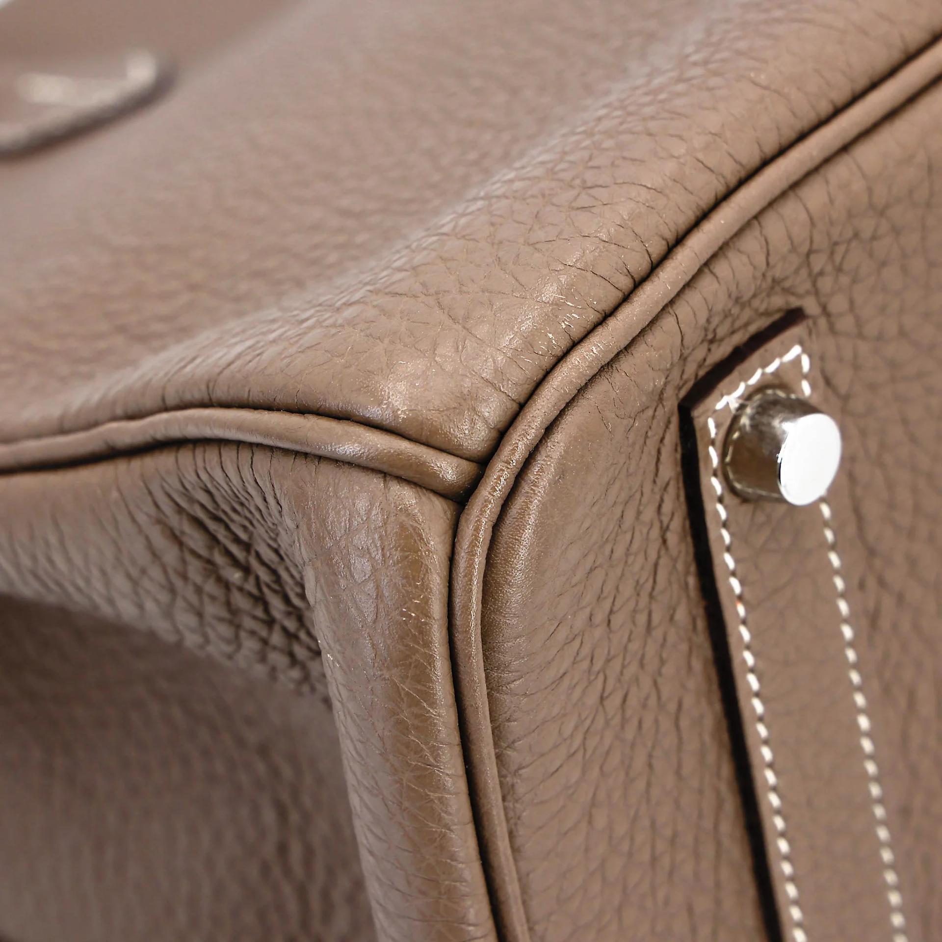 Very Good ( Rank A) HERMÈS Birkin 35 Etoupe (18) Togo Palladium hardware Square O (2011) - 11
