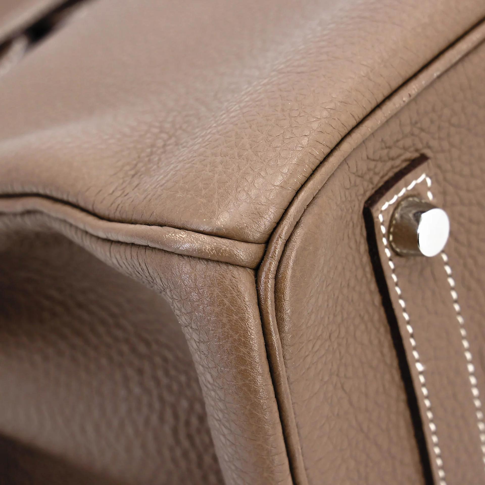 Very Good ( Rank A) HERMÈS Birkin 35 Etoupe (18) Togo Palladium hardware Square O (2011) - 9