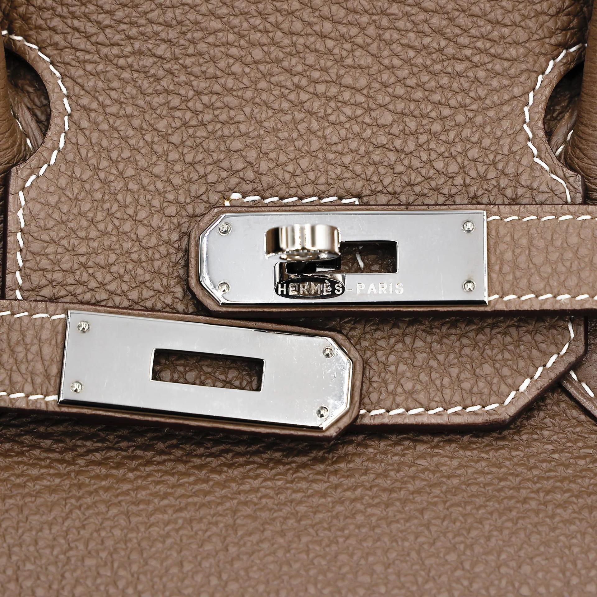 Very Good ( Rank A) HERMÈS Birkin 35 Etoupe (18) Togo Palladium hardware Square O (2011) - 14