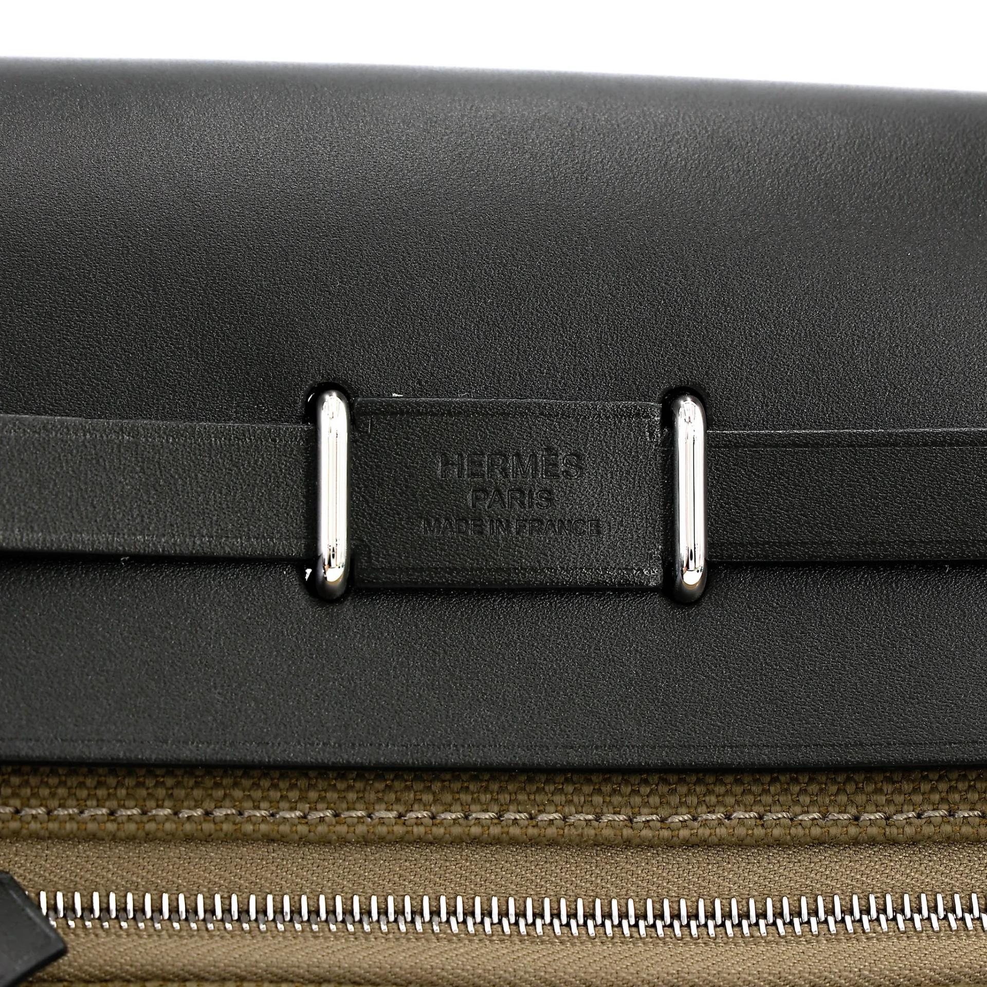 Brand New ( Rank N ) HERMÈS Herbag Zip Mini 20 Vert Olive (61) Toile H canvas Vache Hunter Palladium hardware G (2026) - 8