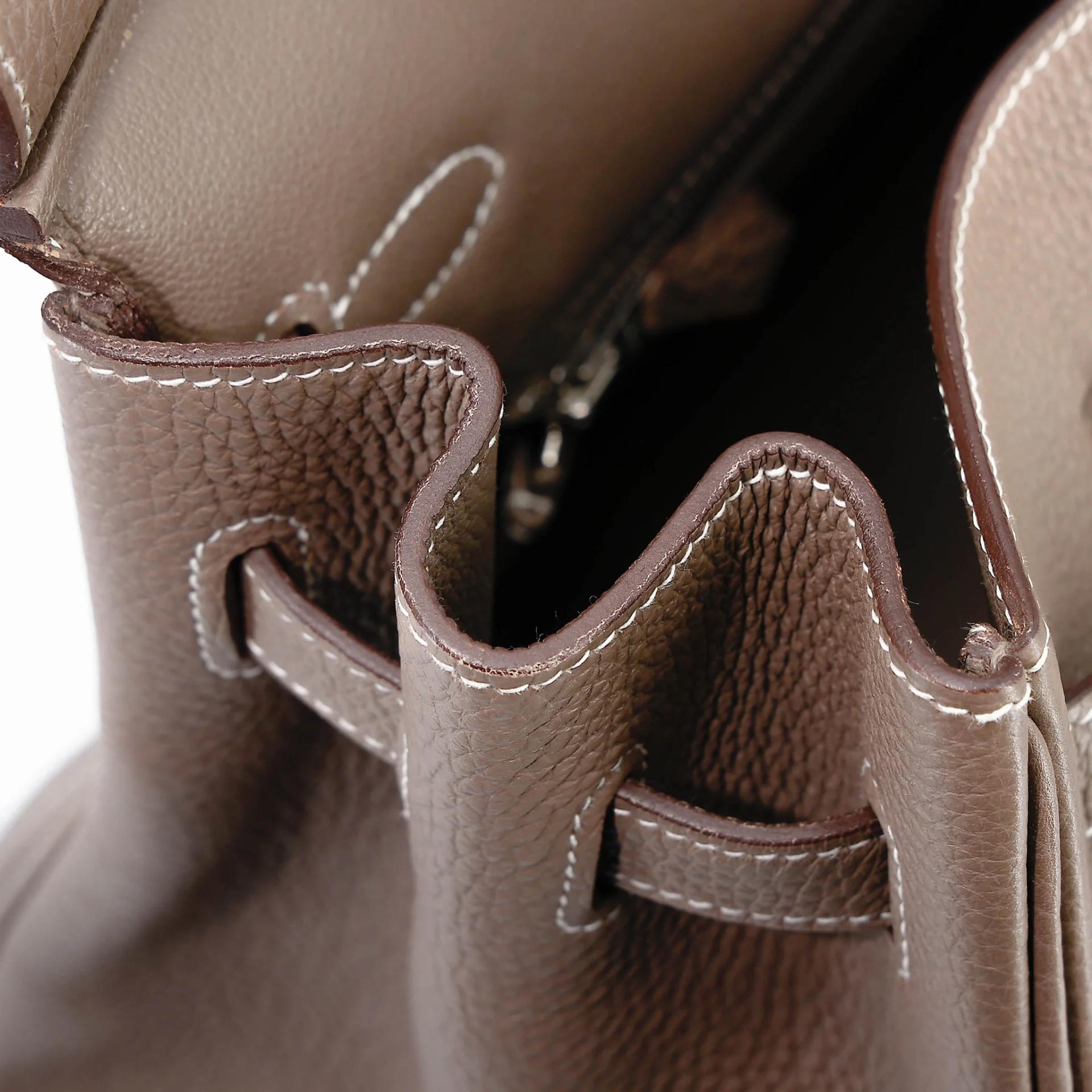 Very Good ( Rank A) HERMÈS Birkin 35 Etoupe (18) Togo Palladium hardware Square O (2011) - 22