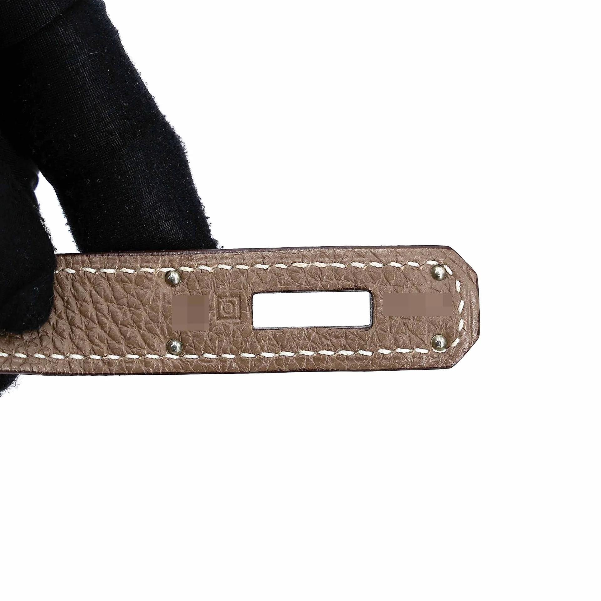 Very Good ( Rank A) HERMÈS Birkin 35 Etoupe (18) Togo Palladium hardware Square O (2011) - 15