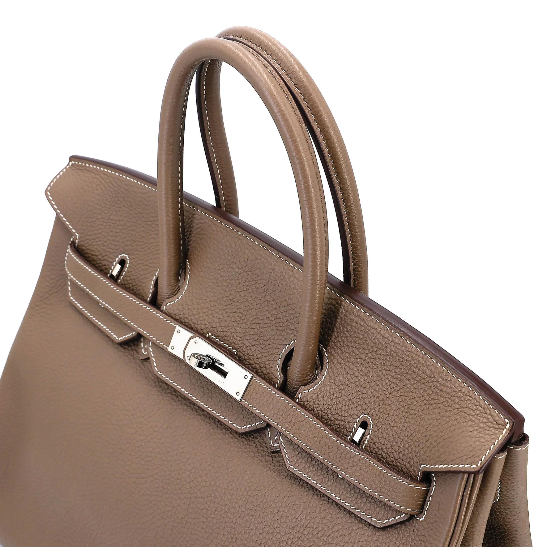 Very Good ( Rank A) HERMÈS Birkin 35 Etoupe (18) Togo Palladium hardware Square O (2011) - 3