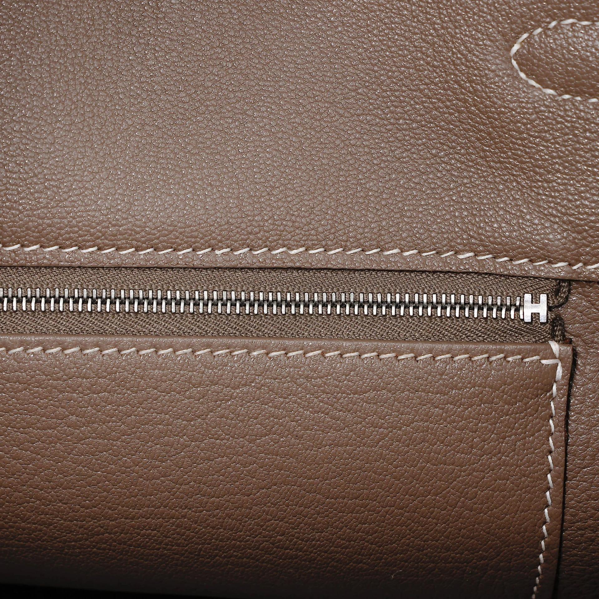 Very Good ( Rank A) HERMÈS Birkin 35 Etoupe (18) Togo Palladium hardware Square O (2011) - 20