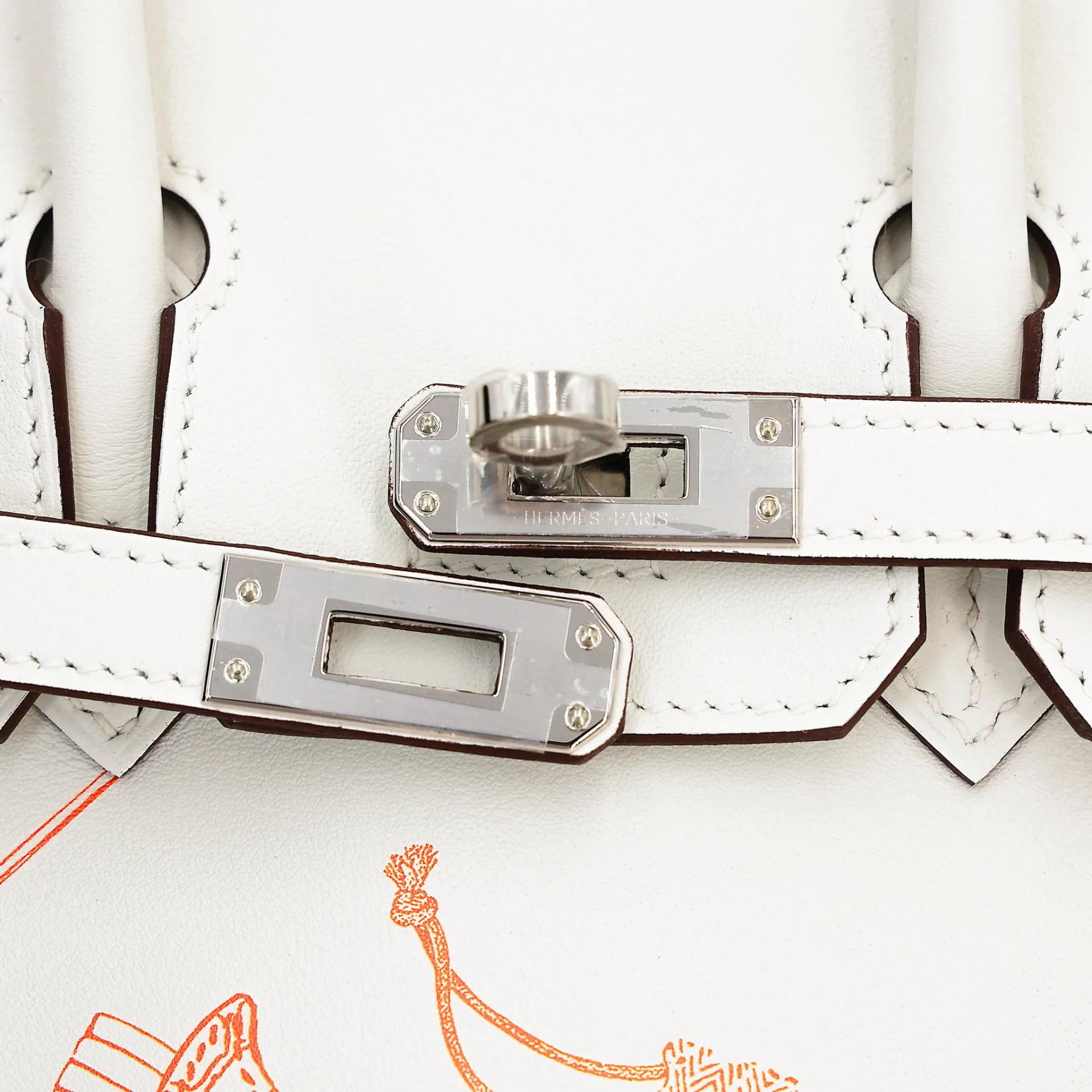 Unused ( Rank NS ) HERMÈS Limited Edition Birkin 25 In & Out White (01) Swift Palladium hardware B (2023) - 8