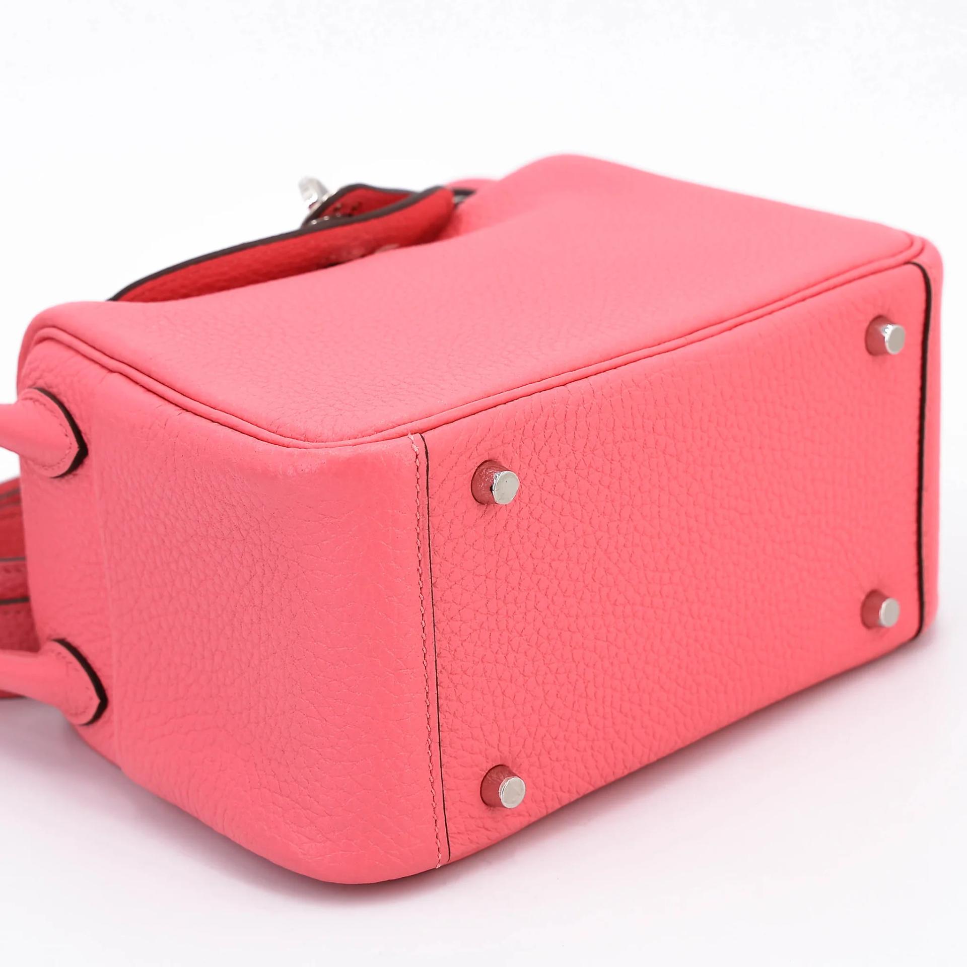 Excellent ( Rank SA ) HERMÈS Mini Lindy Rose Azalee (8W) Clemence Palladium hardware Y (2020) - 5