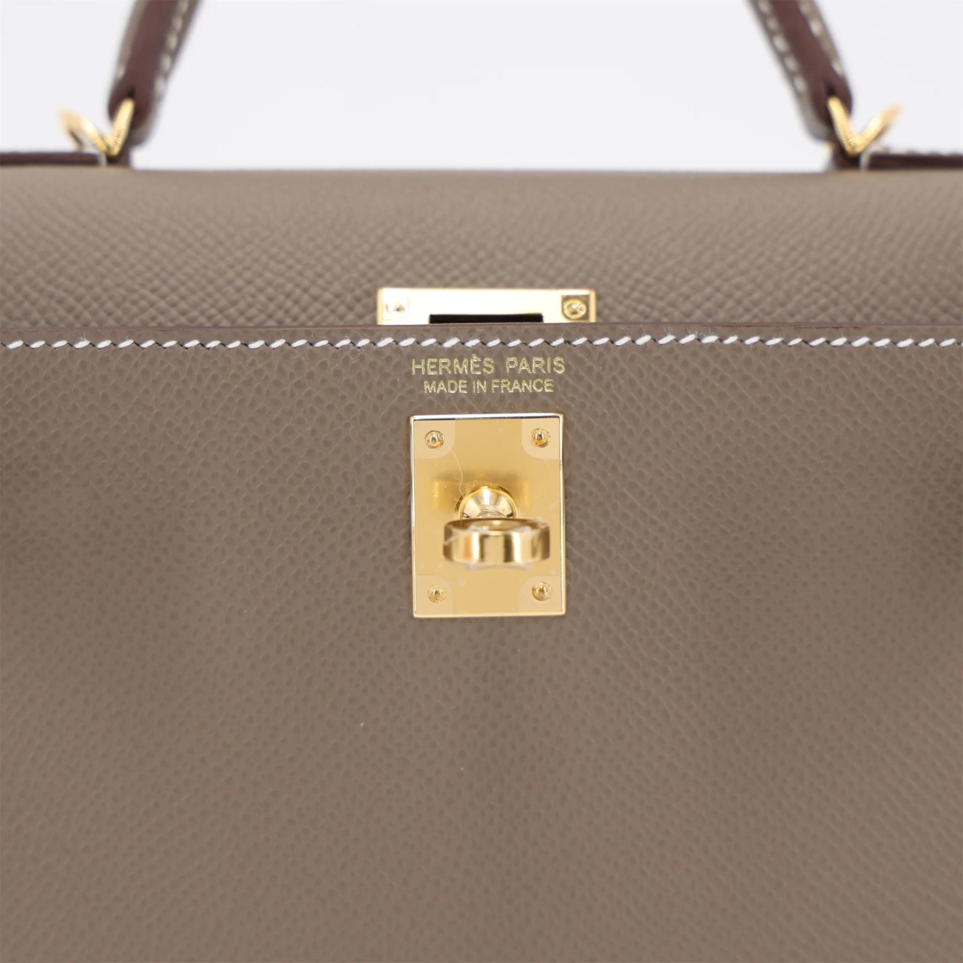 Brand New ( Rank N ) HERMÈS Mini Kelly II Etoupe (18) Epsom Gold hardware G (2026) - 10