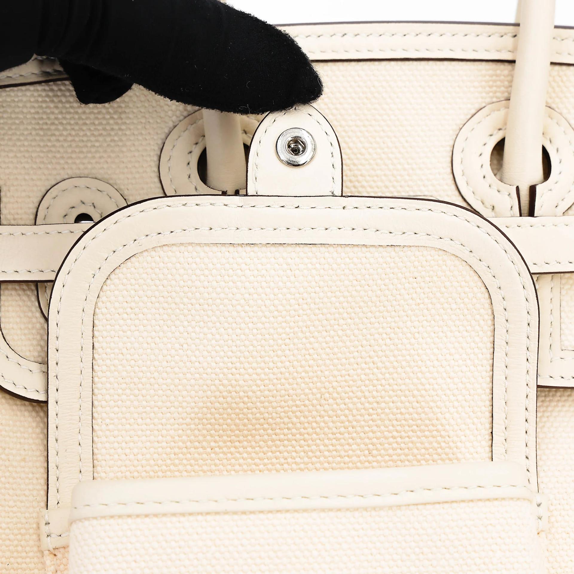 Unused ( Rank NS ) HERMÈS Limited Edition Birkin Cargo 25 Nata (I2) Toile H canvas Swift Palladium hardware U (2022) - 10