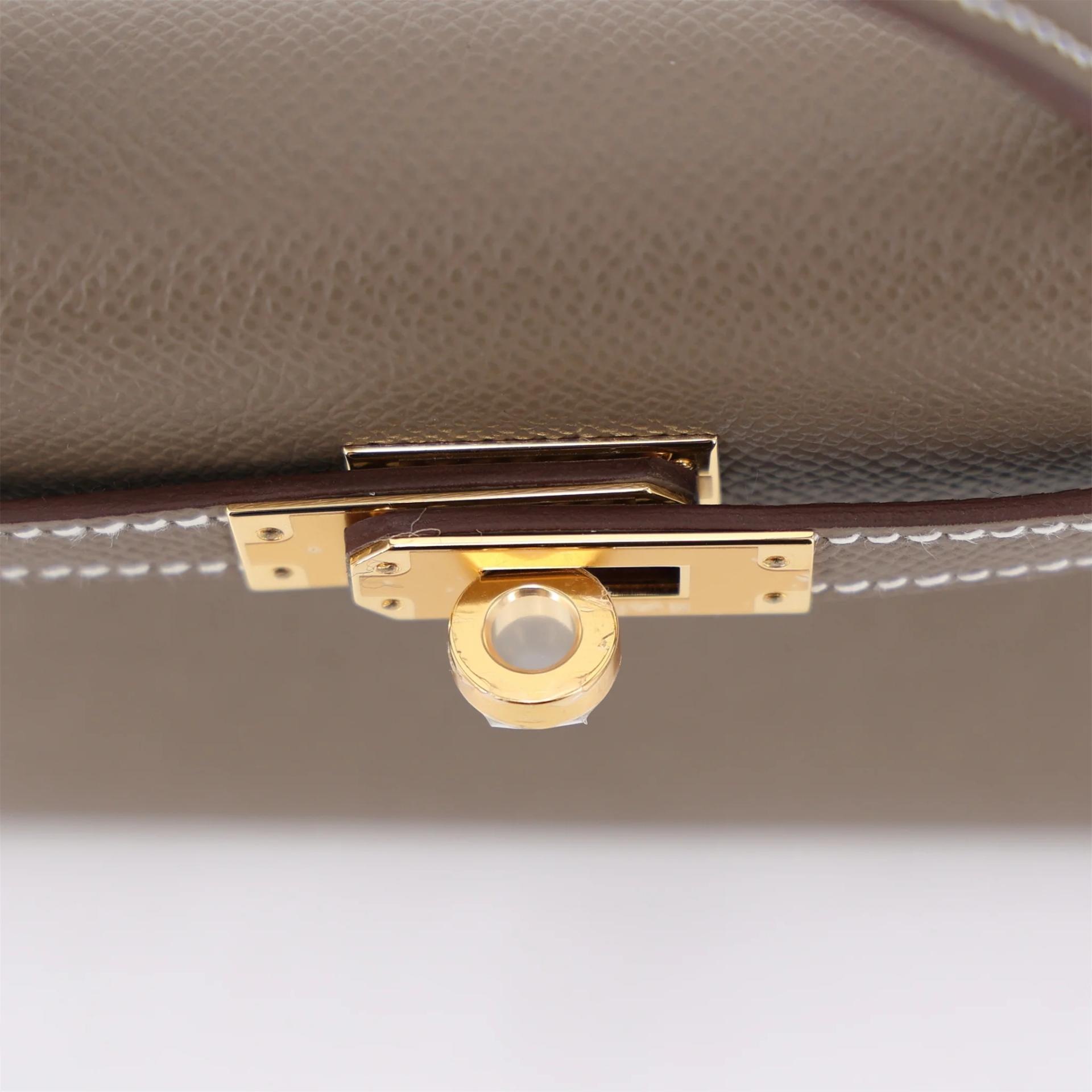 Brand New ( Rank N ) HERMÈS Mini Kelly II Etoupe (18) Epsom Gold hardware G (2026) - 9