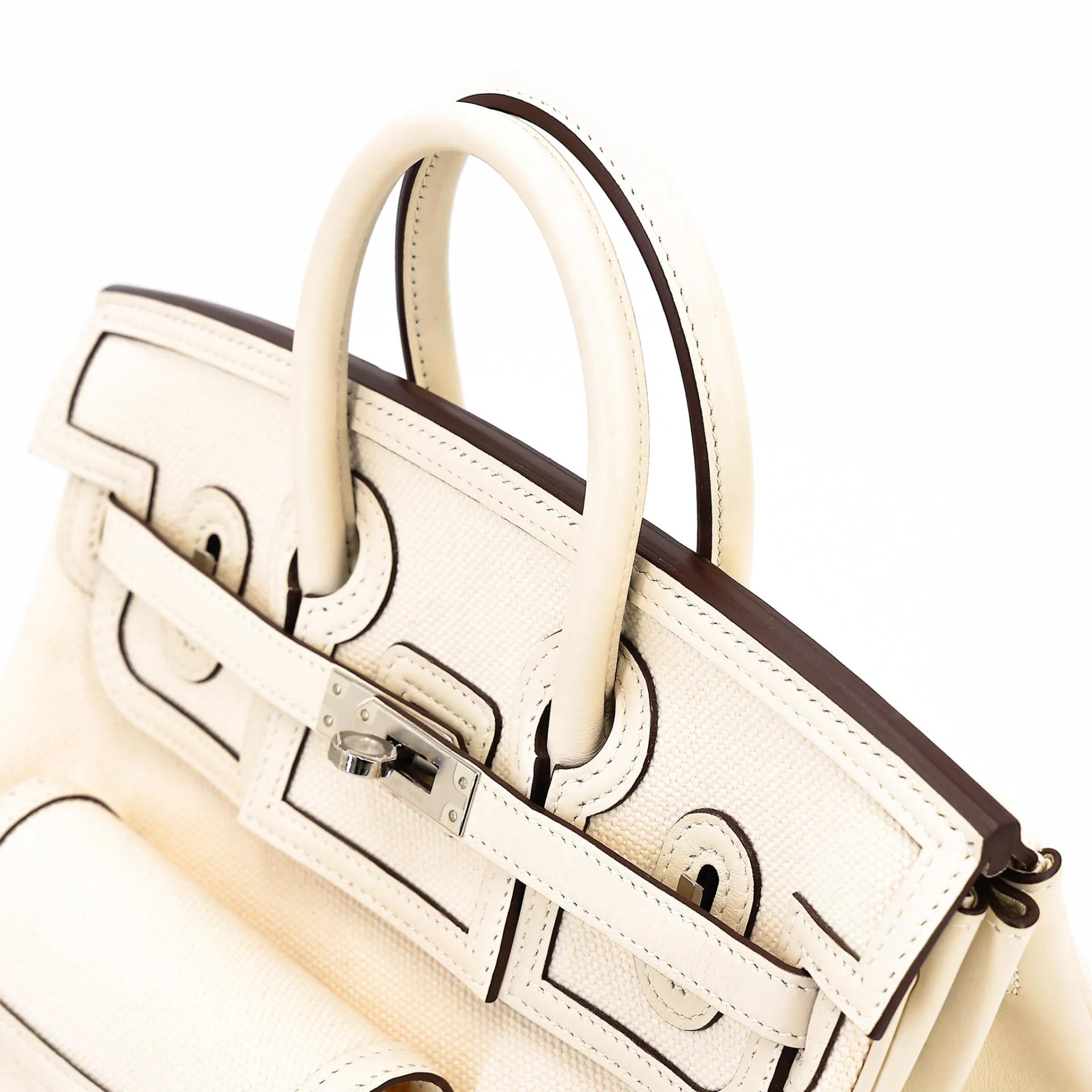 Unused ( Rank NS ) HERMÈS Limited Edition Birkin Cargo 25 Nata (I2) Toile H canvas Swift Palladium hardware U (2022) - 3