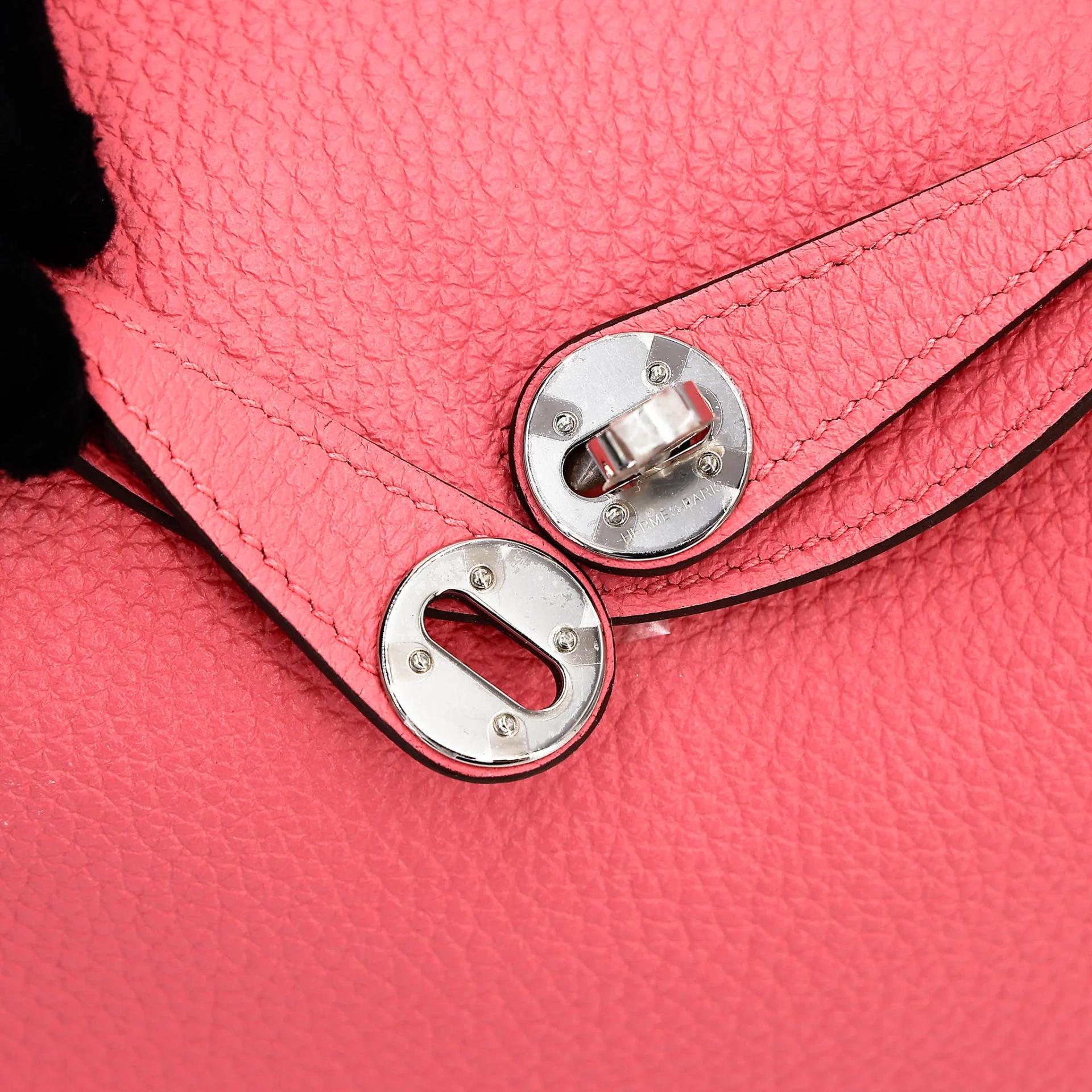 Excellent ( Rank SA ) HERMÈS Mini Lindy Rose Azalee (8W) Clemence Palladium hardware Y (2020) - 10