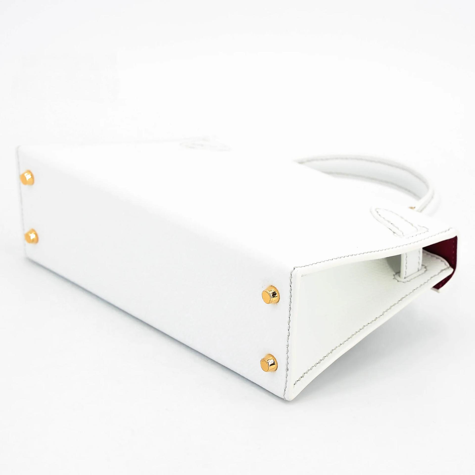 Unused ( Rank NS ) HERMÈS Mini Kelly II HSS White (01) Rose Purple (L3) Epsom Permabrass hardware Y (2020) - 6