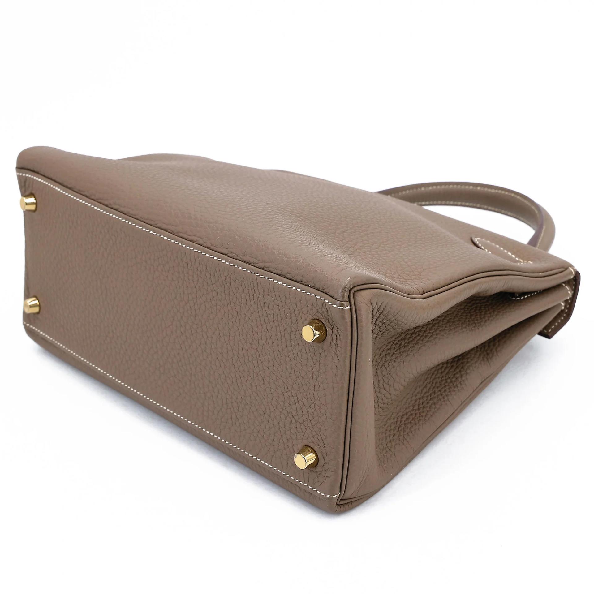 Very Good ( Rank A) HERMÈS Kelly 28 Etoupe (18) Togo Gold hardware T (2015) - 6
