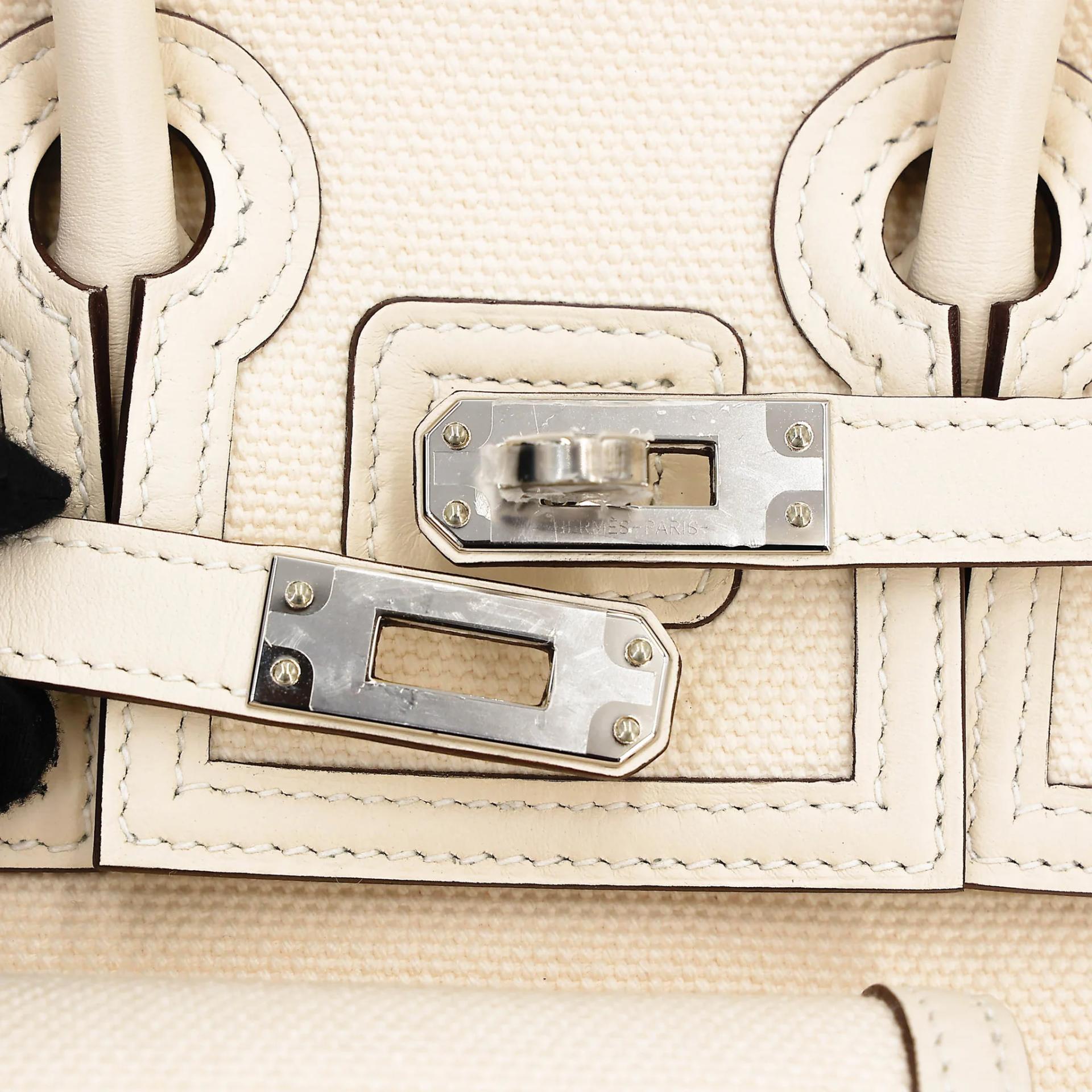 Unused ( Rank NS ) HERMÈS Limited Edition Birkin Cargo 25 Nata (I2) Toile H canvas Swift Palladium hardware U (2022) - 13