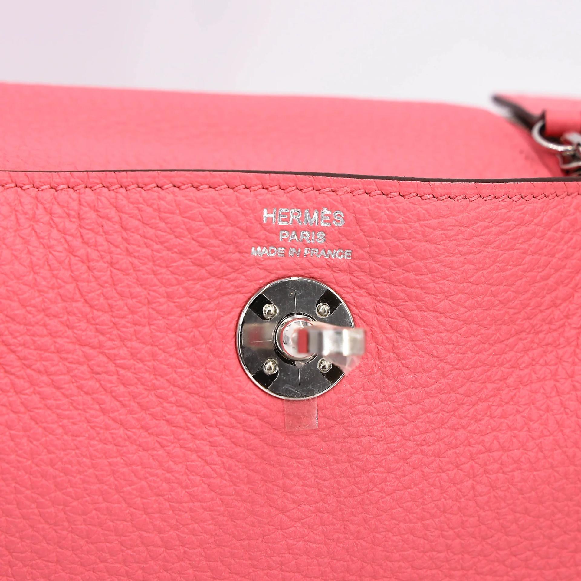 Excellent ( Rank SA ) HERMÈS Mini Lindy Rose Azalee (8W) Clemence Palladium hardware Y (2020) - 14