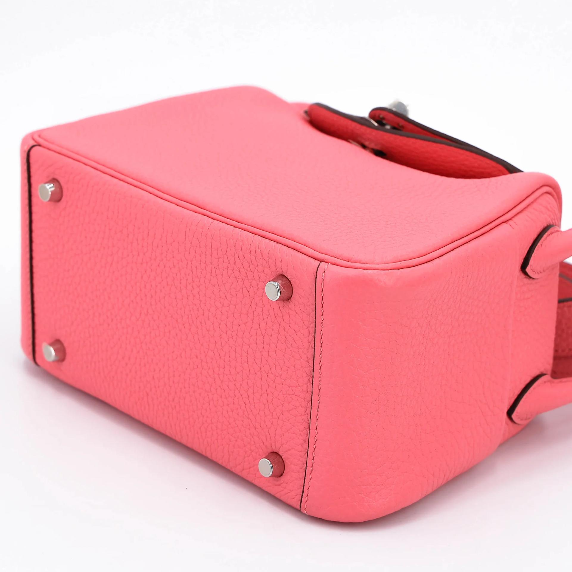 Excellent ( Rank SA ) HERMÈS Mini Lindy Rose Azalee (8W) Clemence Palladium hardware Y (2020) - 4